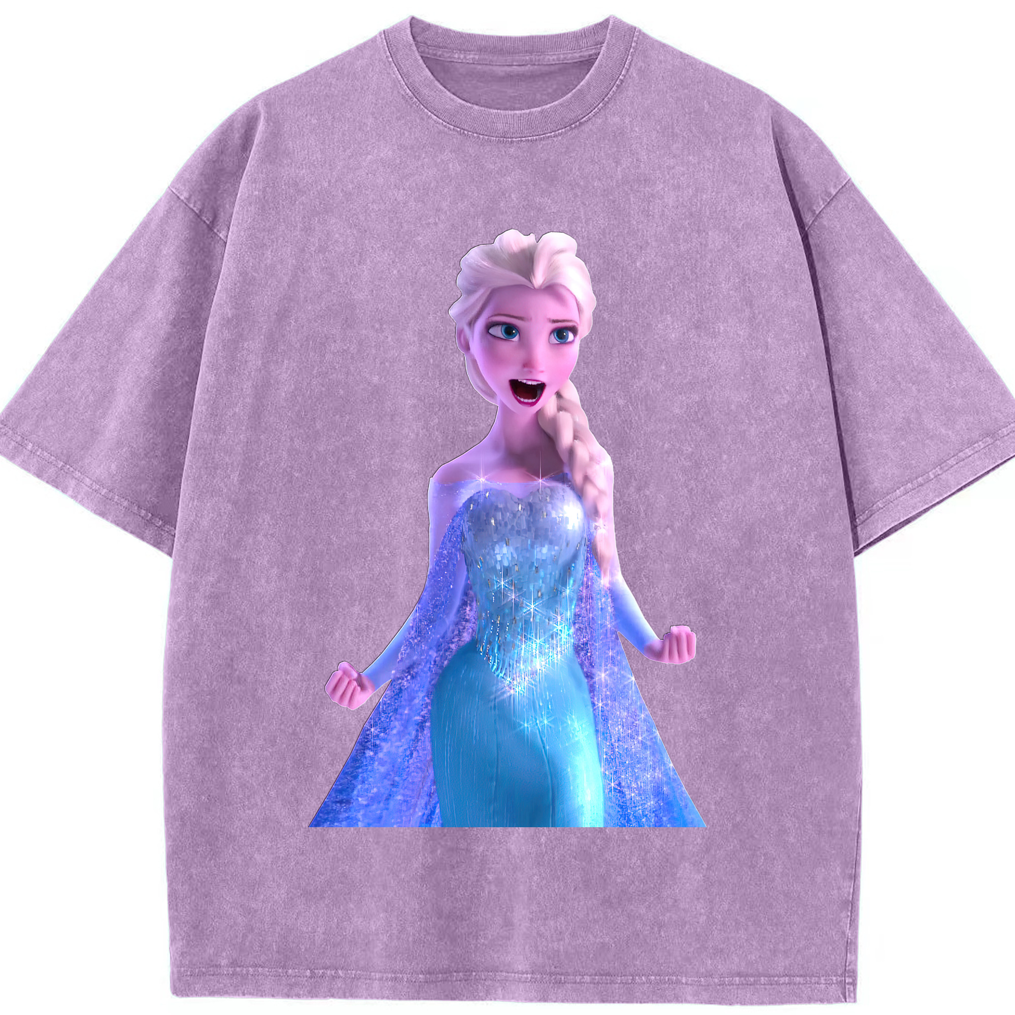 （画像用） アナと雪の女王 アンナ エルサ Frozen Anna Elsa 綿100% ヴィンテージ風 半袖Tシャツ（フロントプリント）