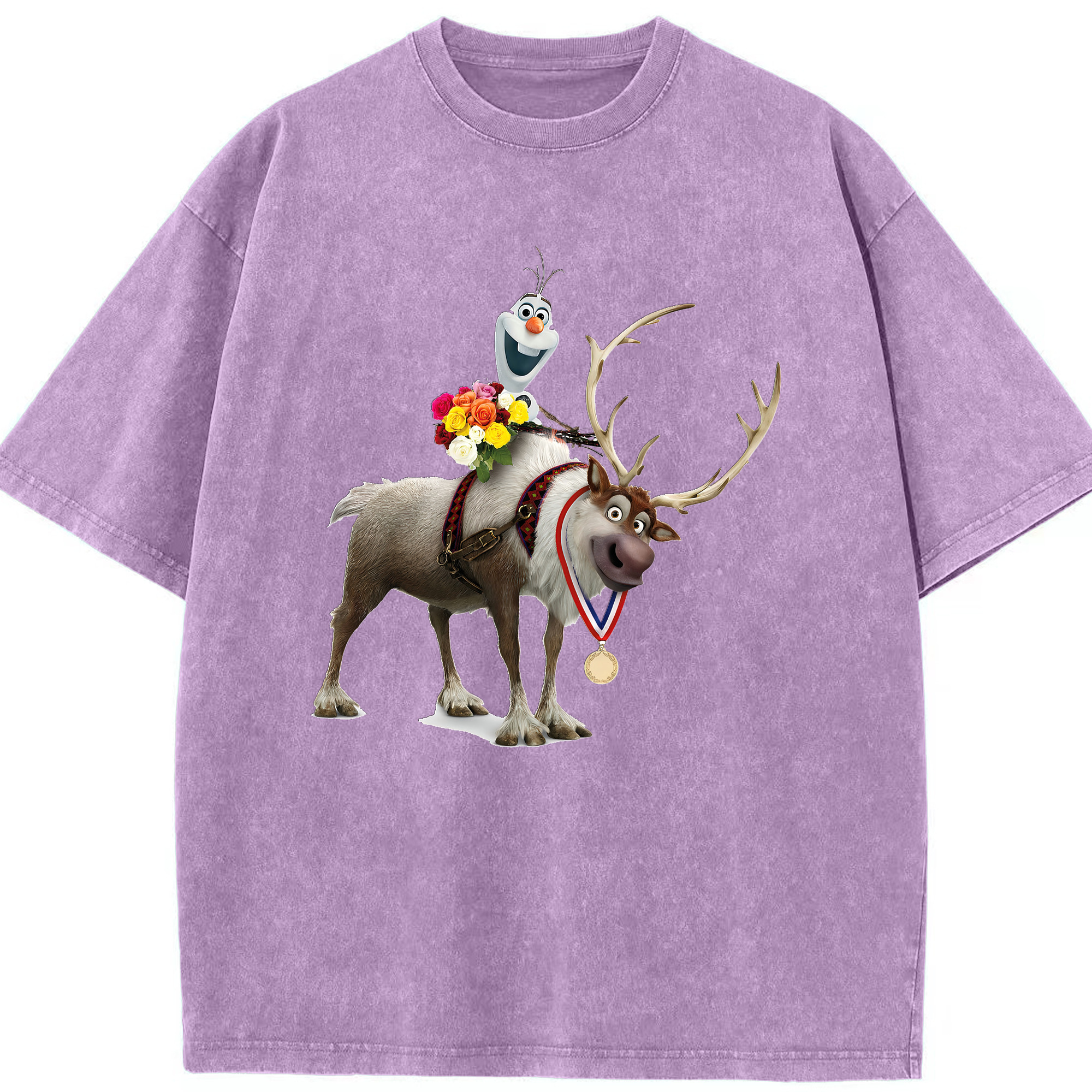 （画像用） アナと雪の女王 アンナ エルサ Frozen Anna Elsa 綿100% ヴィンテージ風 半袖Tシャツ（フロントプリント）