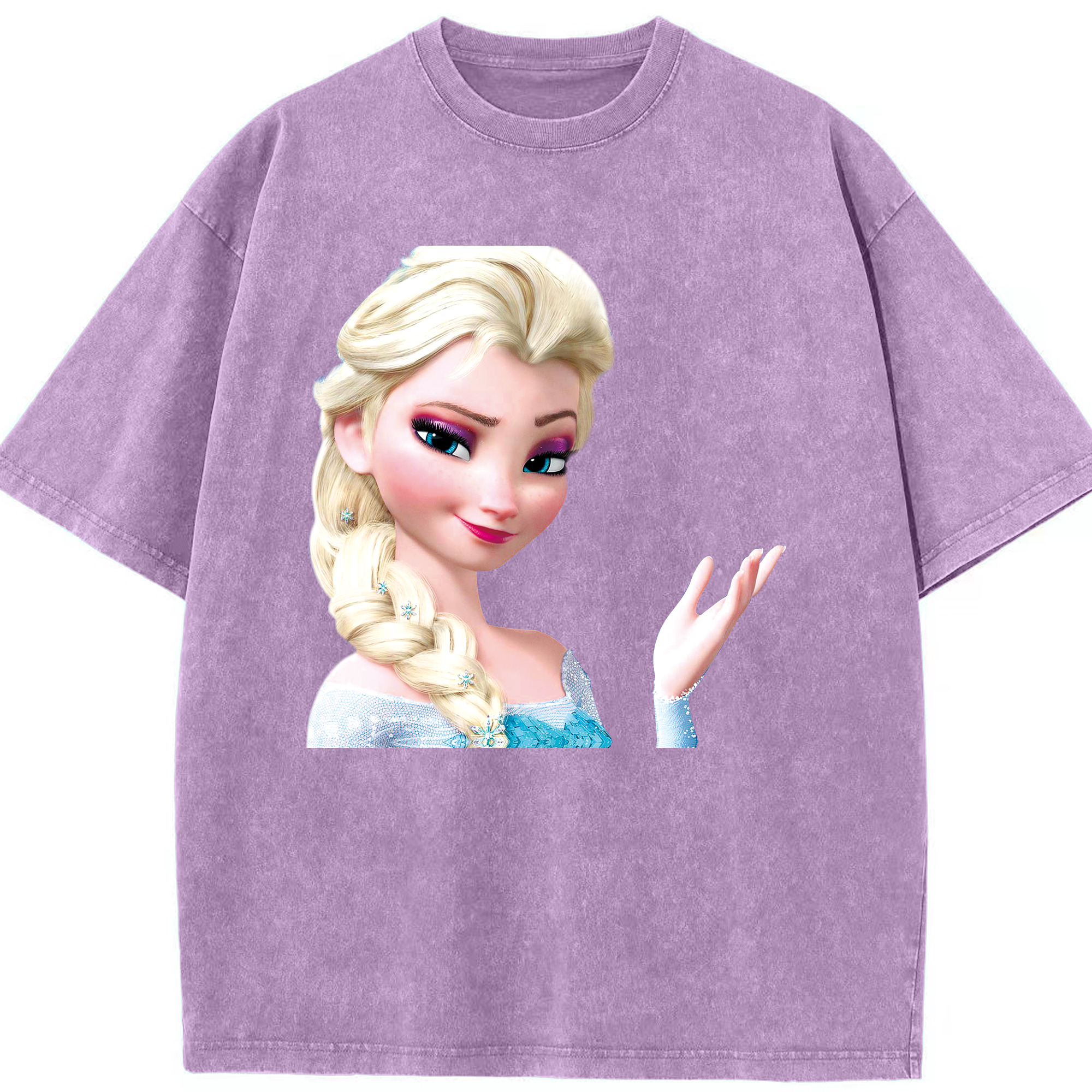 （画像用） アナと雪の女王 アンナ エルサ Frozen Anna Elsa 綿100% ヴィンテージ風 半袖Tシャツ（フロントプリント）