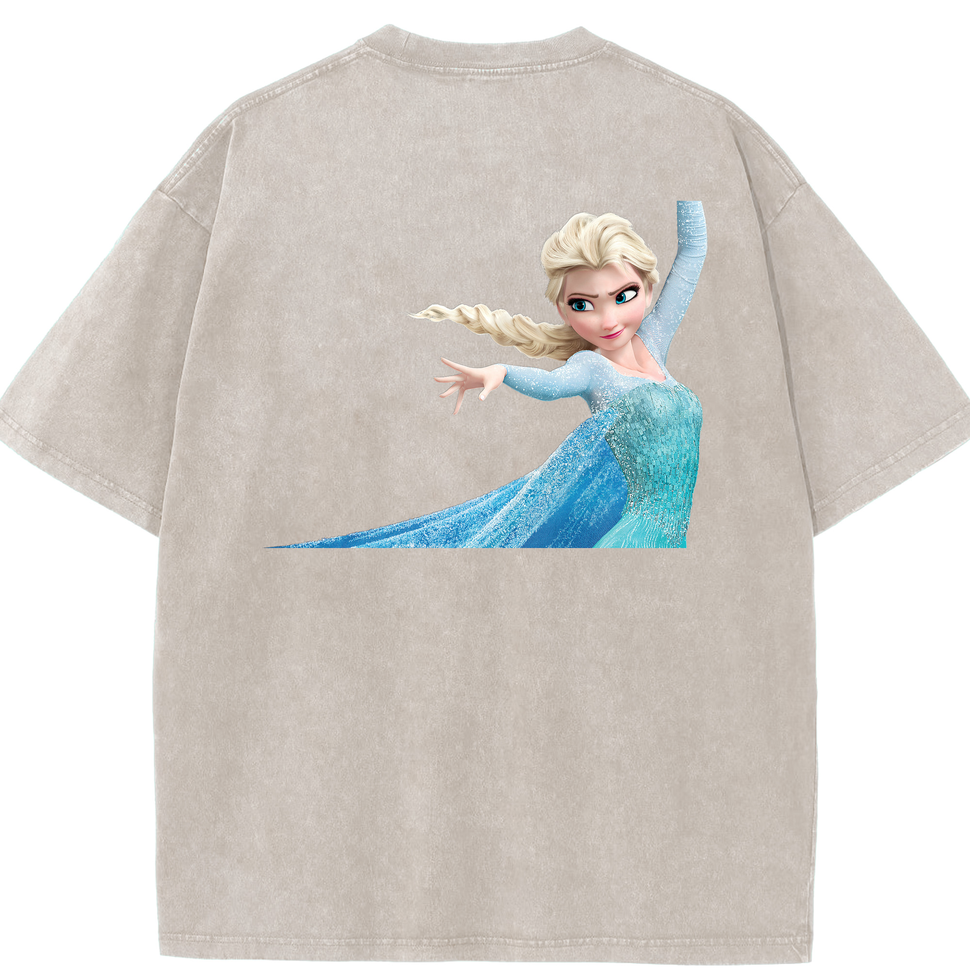 （画像用） アナと雪の女王 アンナ エルサ Frozen Anna Elsa 綿100% ヴィンテージ風 半袖Tシャツ（背面プリント）