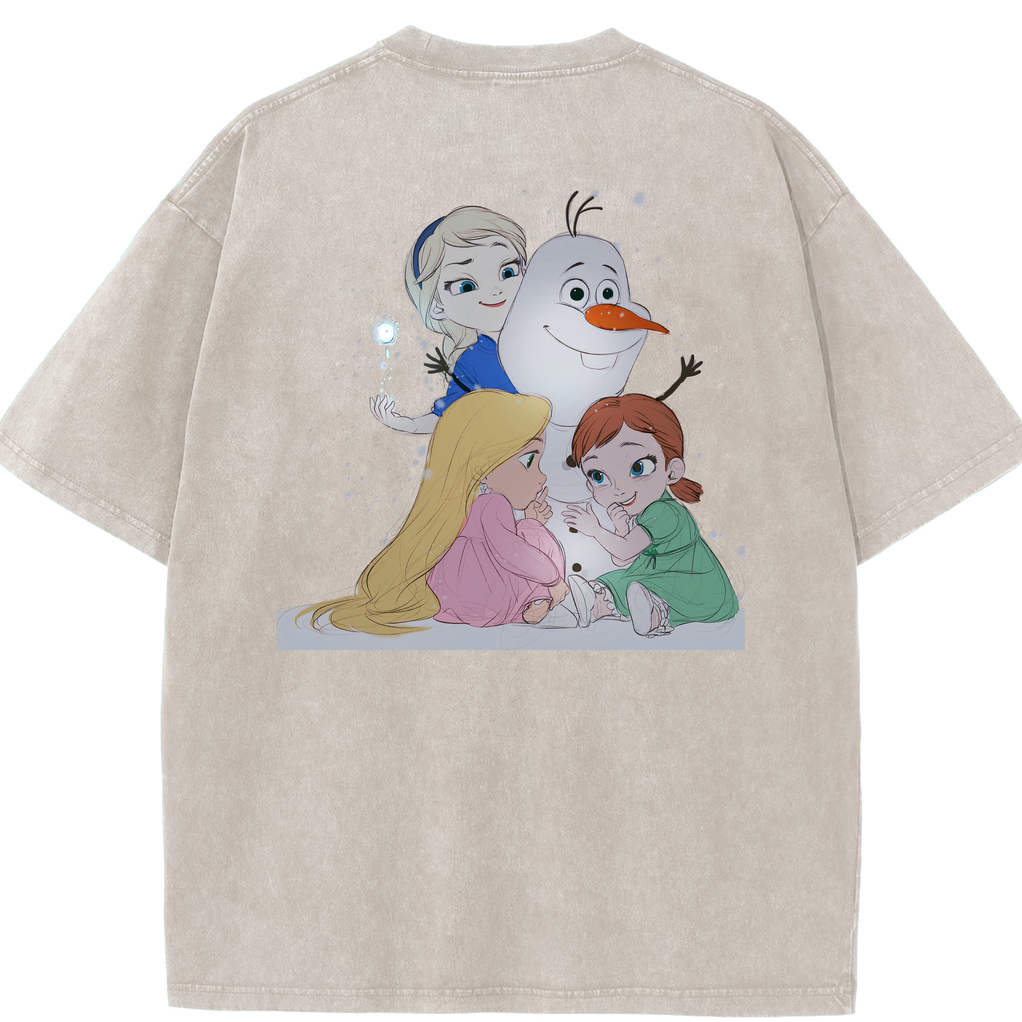 （画像用） アナと雪の女王 アンナ エルサ Frozen Anna Elsa 綿100% ヴィンテージ風 半袖Tシャツ（背面プリント）