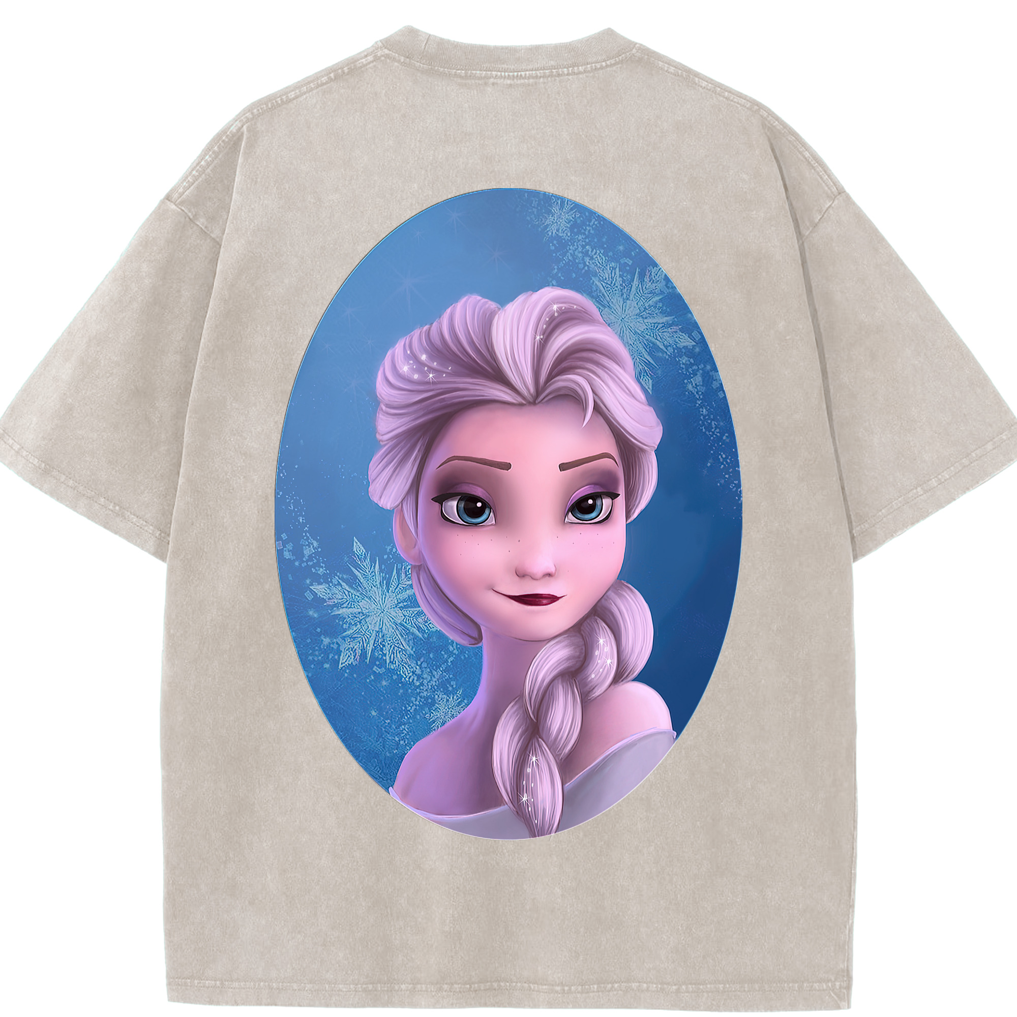 （画像用） アナと雪の女王 アンナ エルサ Frozen Anna Elsa 綿100% ヴィンテージ風 半袖Tシャツ（背面プリント）