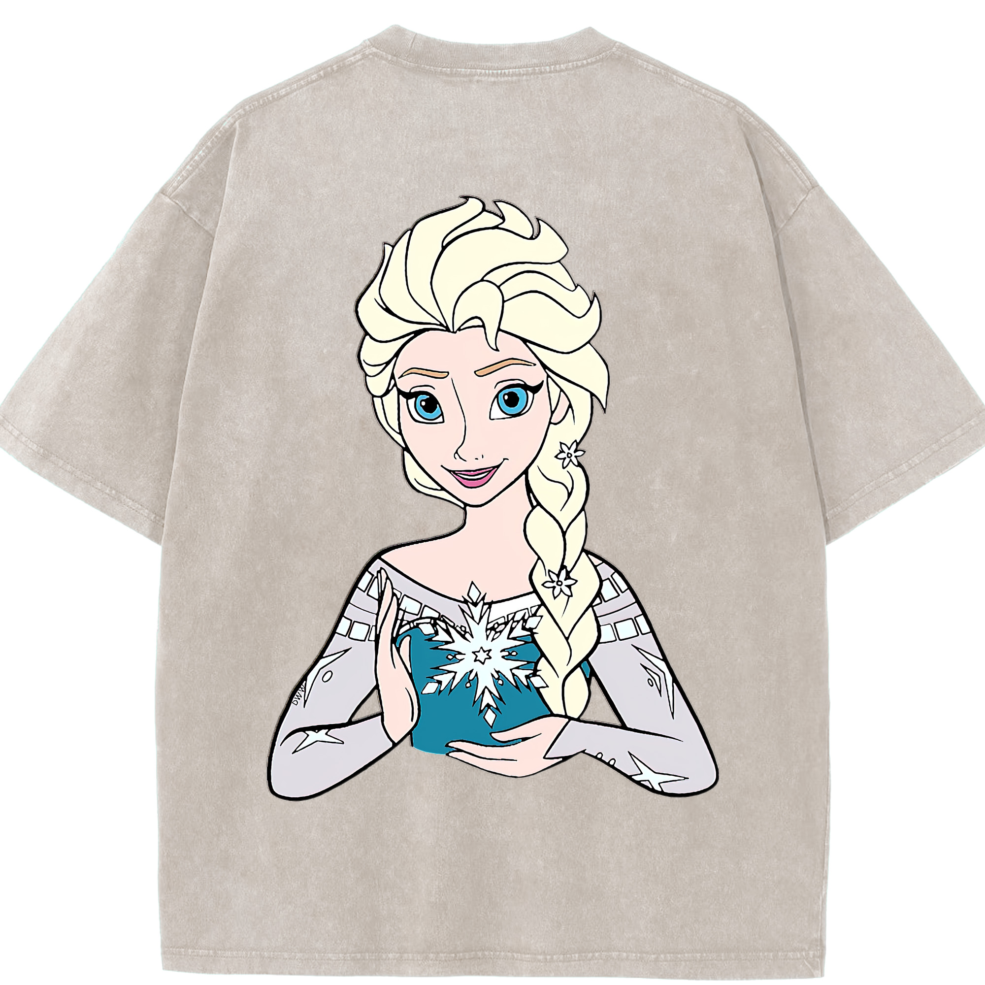 （画像用） アナと雪の女王 アンナ エルサ Frozen Anna Elsa 綿100% ヴィンテージ風 半袖Tシャツ（背面プリント）