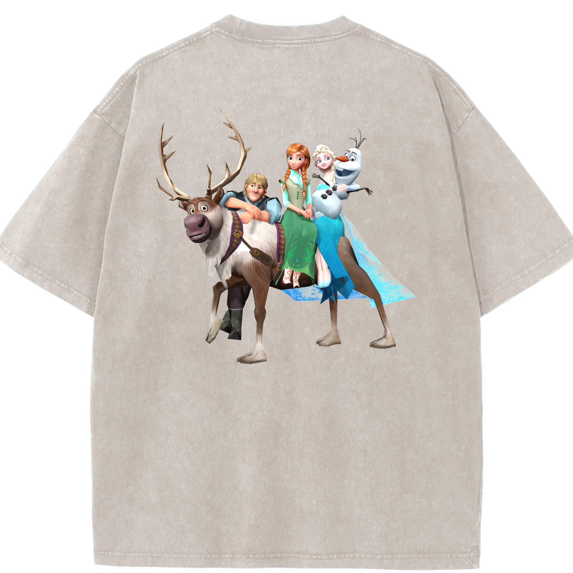 （画像用） アナと雪の女王 アンナ エルサ Frozen Anna Elsa 綿100% ヴィンテージ風 半袖Tシャツ（背面プリント）