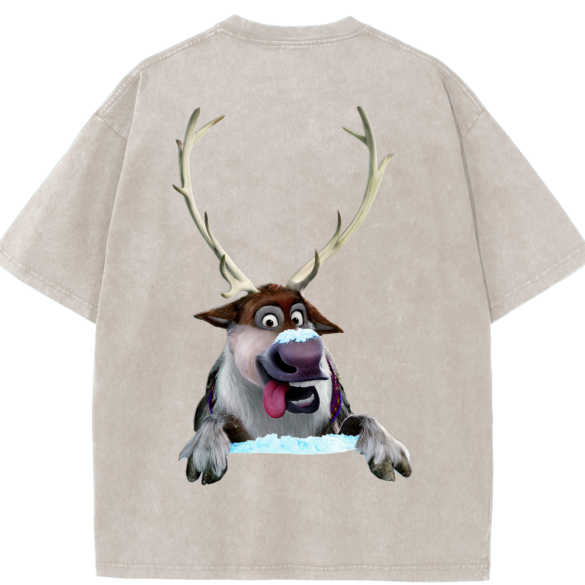 （画像用） アナと雪の女王 アンナ エルサ Frozen Anna Elsa 綿100% ヴィンテージ風 半袖Tシャツ（背面プリント）