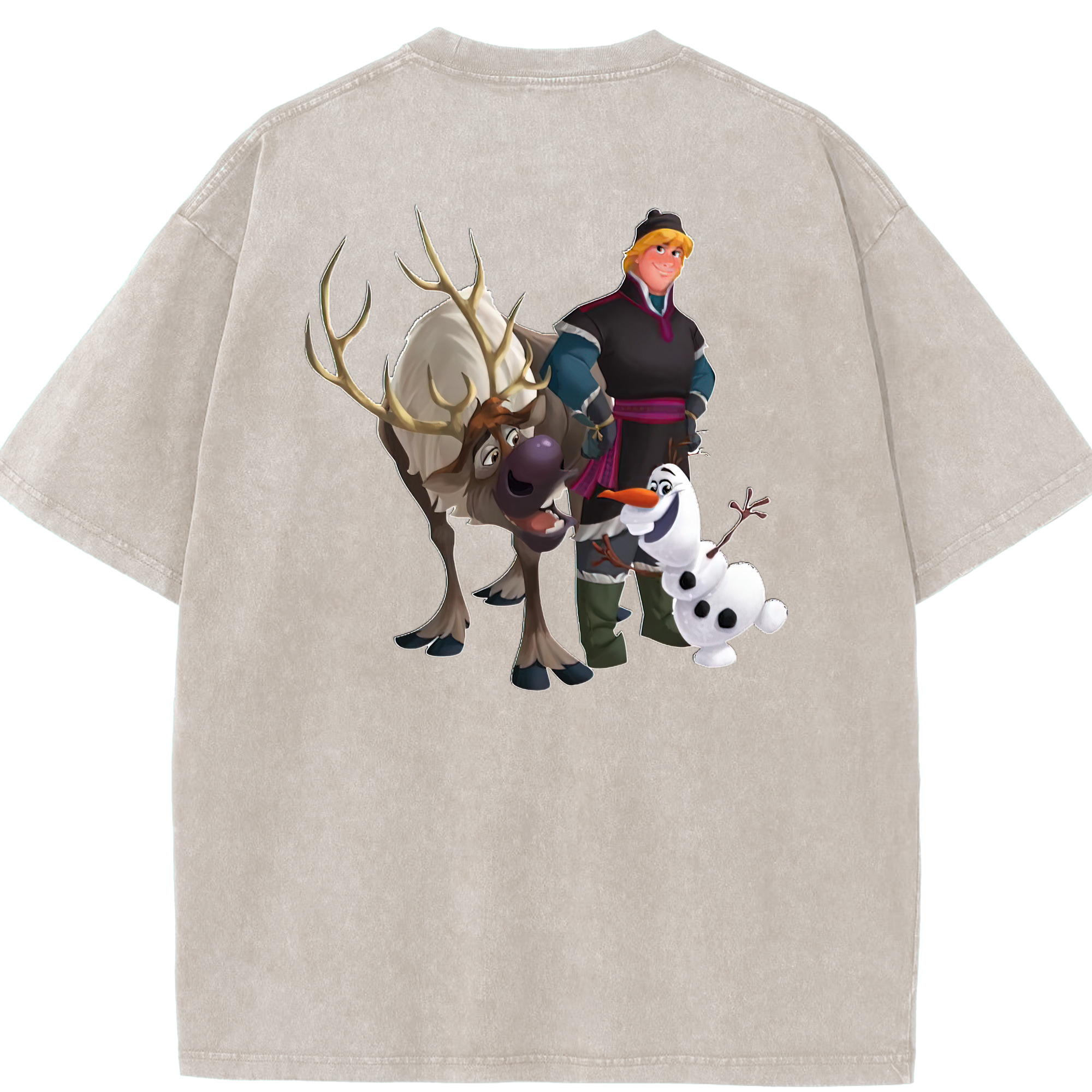（画像用） アナと雪の女王 アンナ エルサ Frozen Anna Elsa 綿100% ヴィンテージ風 半袖Tシャツ（背面プリント）