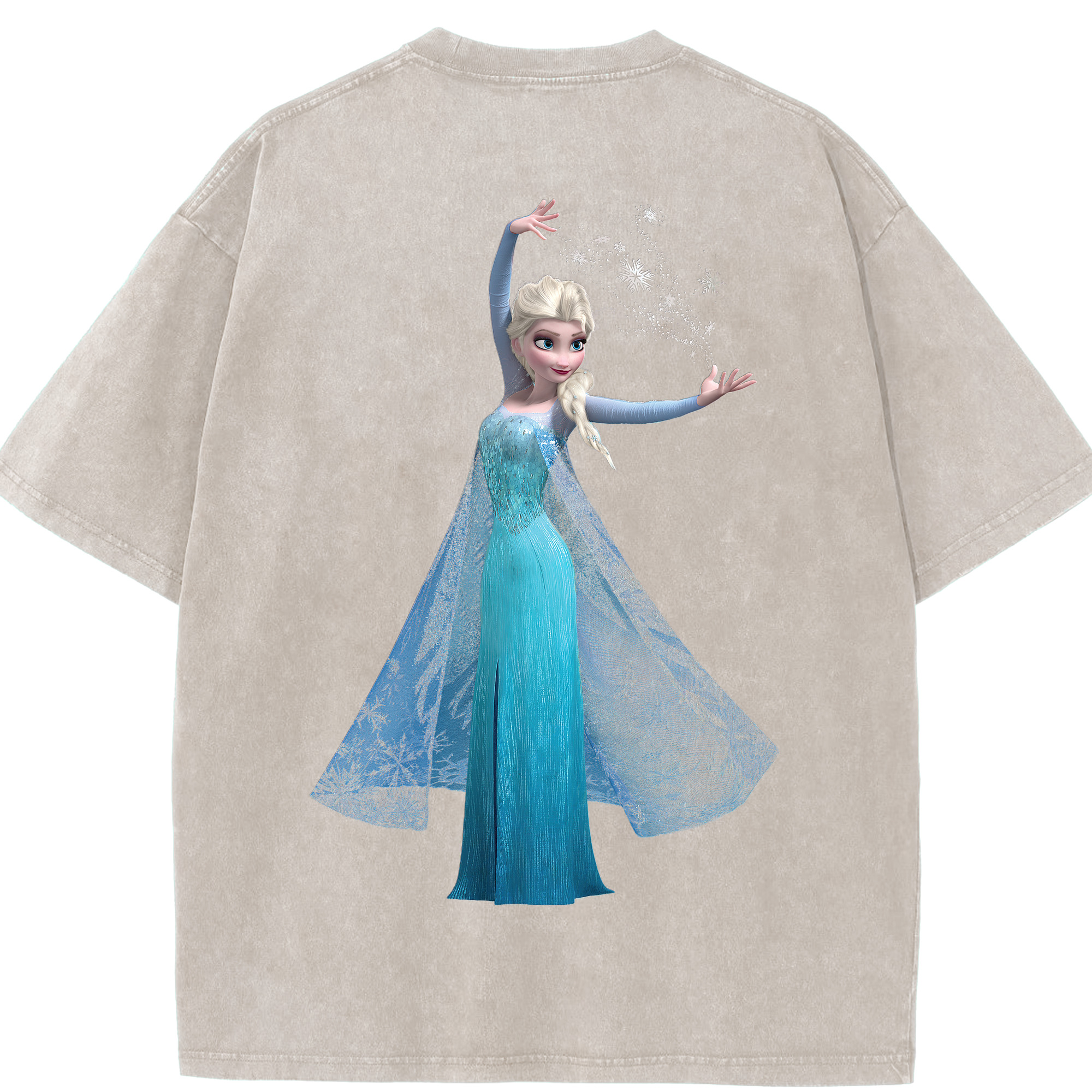 （画像用） アナと雪の女王 アンナ エルサ Frozen Anna Elsa 綿100% ヴィンテージ風 半袖Tシャツ（背面プリント）