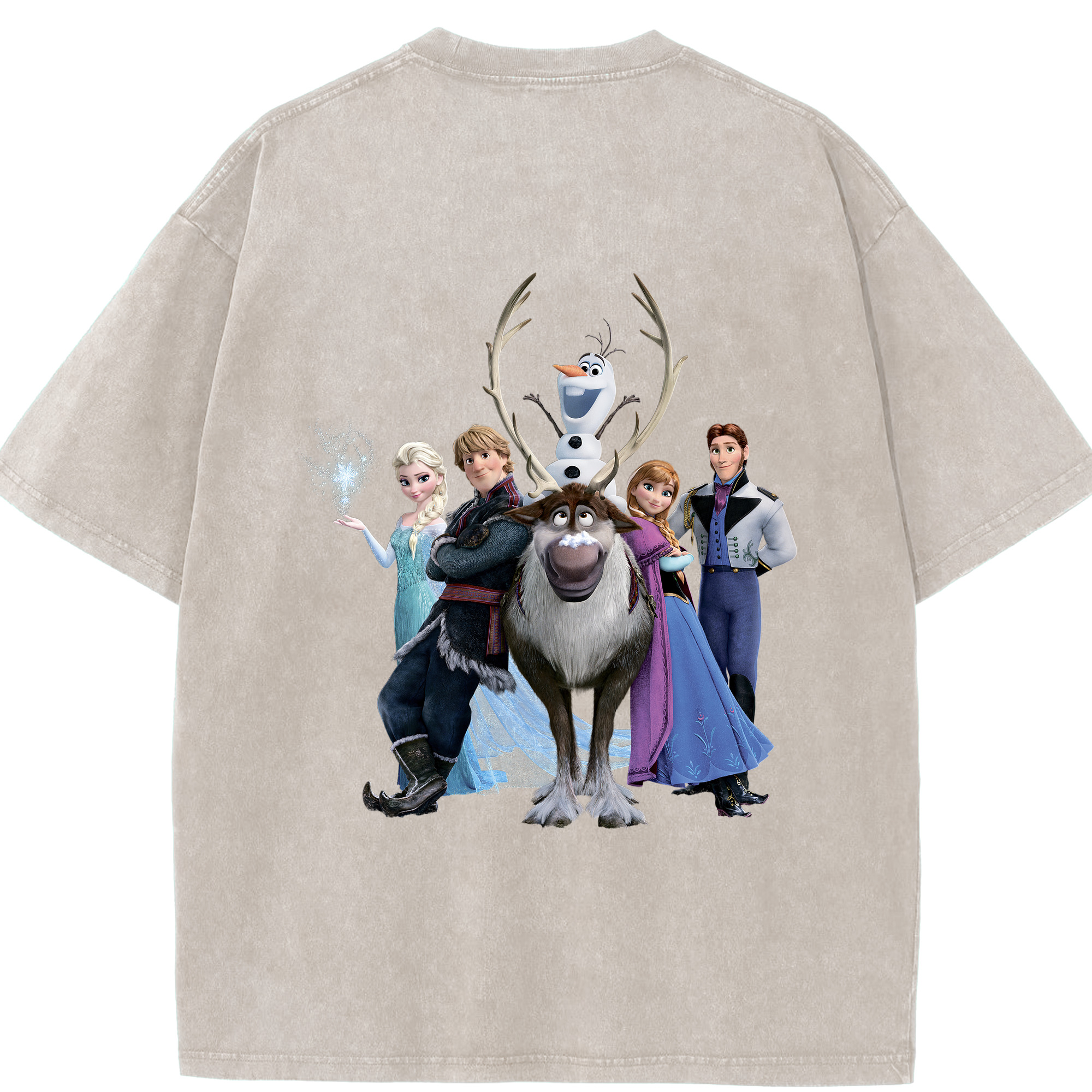 （画像用） アナと雪の女王 アンナ エルサ Frozen Anna Elsa 綿100% ヴィンテージ風 半袖Tシャツ（背面プリント）