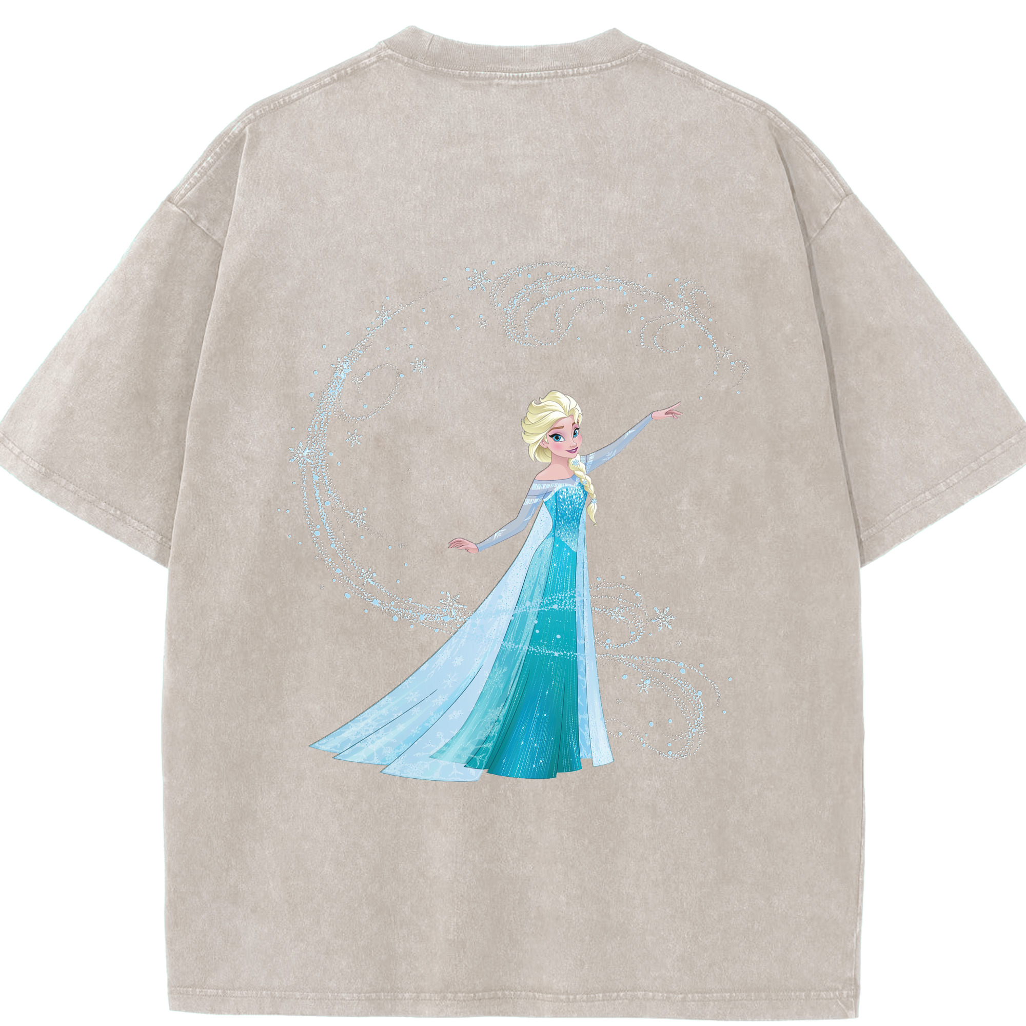 （画像用） アナと雪の女王 アンナ エルサ Frozen Anna Elsa 綿100% ヴィンテージ風 半袖Tシャツ（背面プリント）