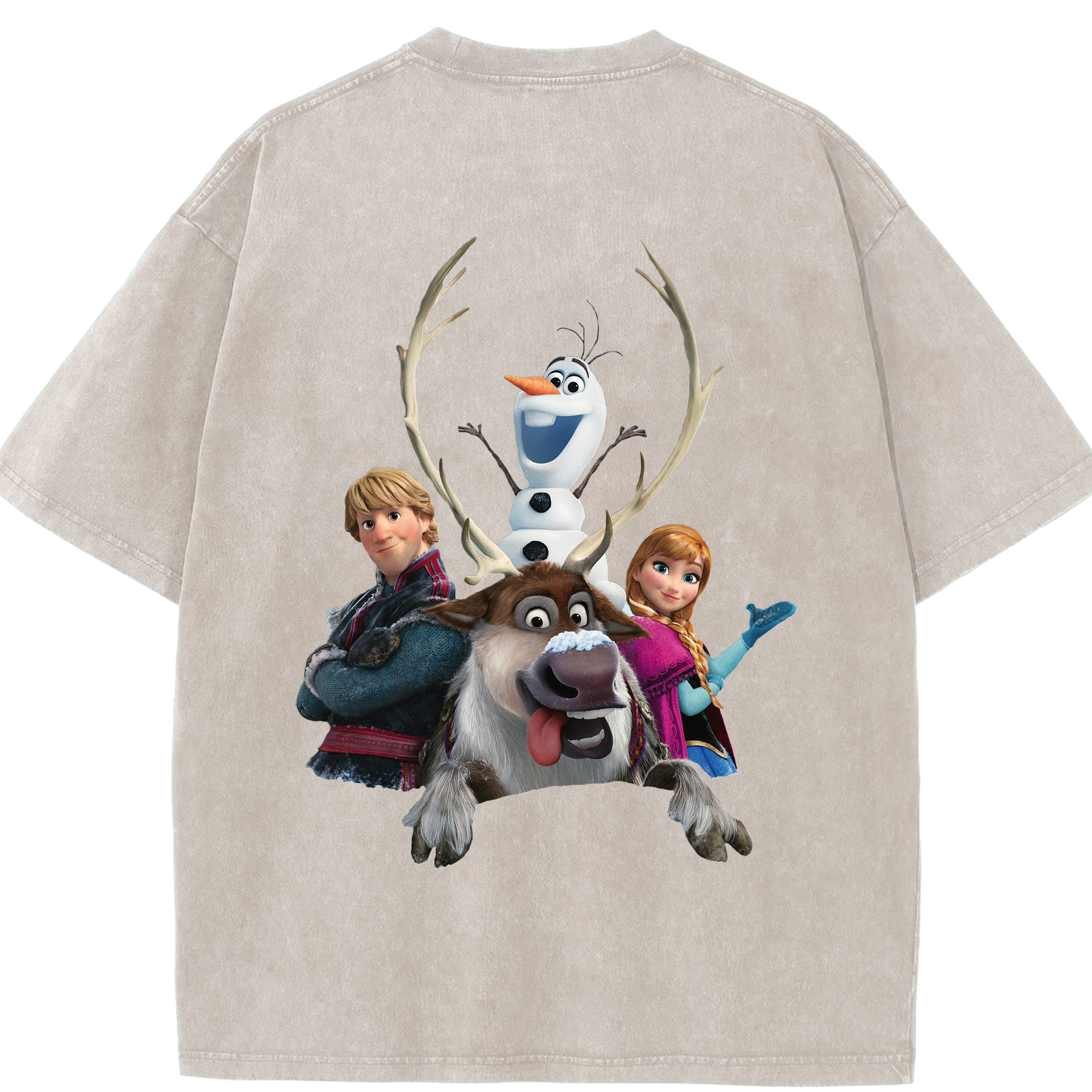 （画像用） アナと雪の女王 アンナ エルサ Frozen Anna Elsa 綿100% ヴィンテージ風 半袖Tシャツ（背面プリント）