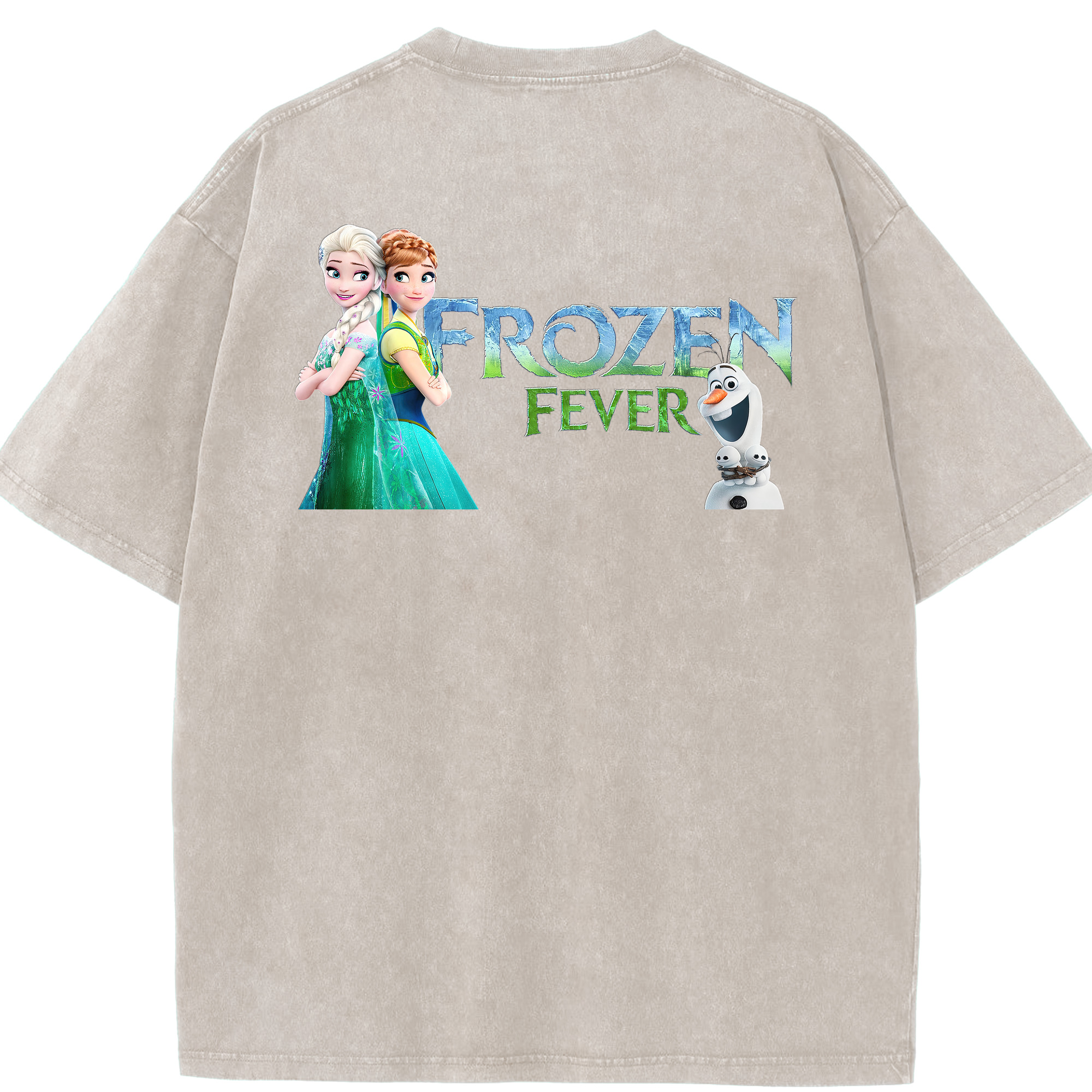 （画像用） アナと雪の女王 アンナ エルサ Frozen Anna Elsa 綿100% ヴィンテージ風 半袖Tシャツ（背面プリント）