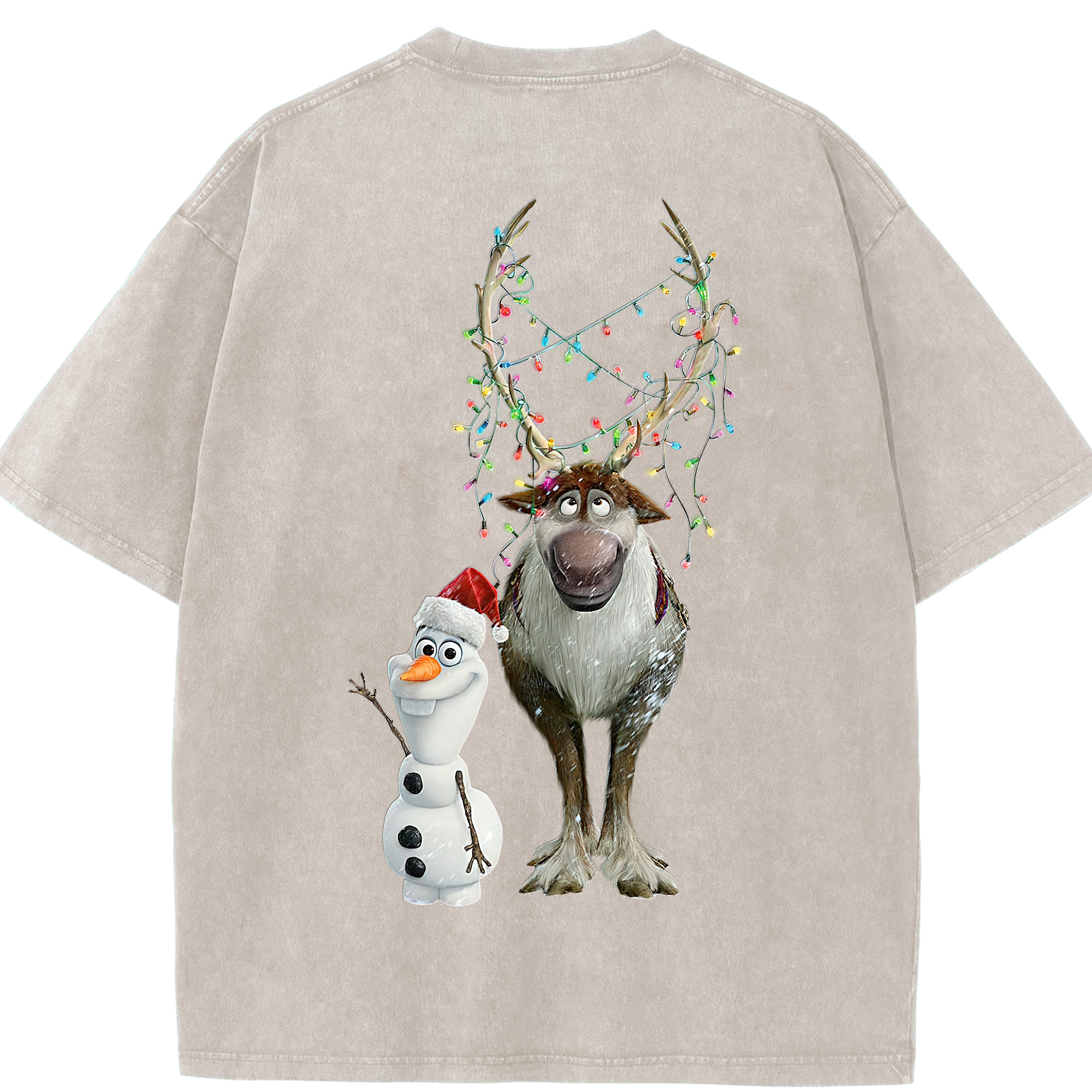 （画像用） アナと雪の女王 アンナ エルサ Frozen Anna Elsa 綿100% ヴィンテージ風 半袖Tシャツ（背面プリント）