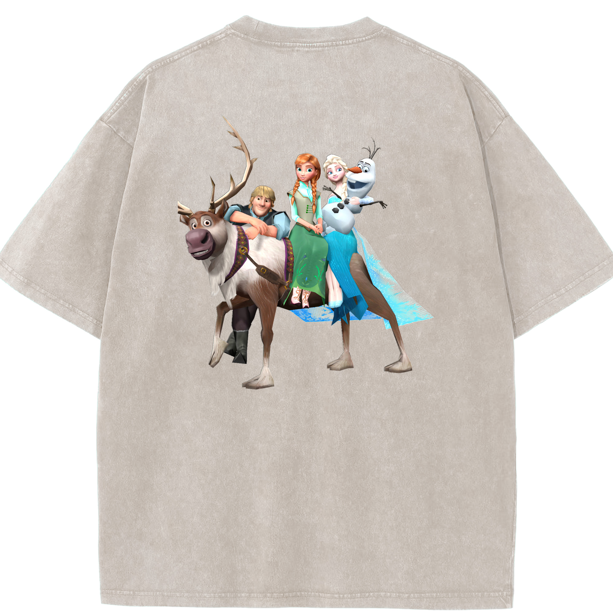 （画像用） アナと雪の女王 アンナ エルサ Frozen Anna Elsa 綿100% ヴィンテージ風 半袖Tシャツ（背面プリント）