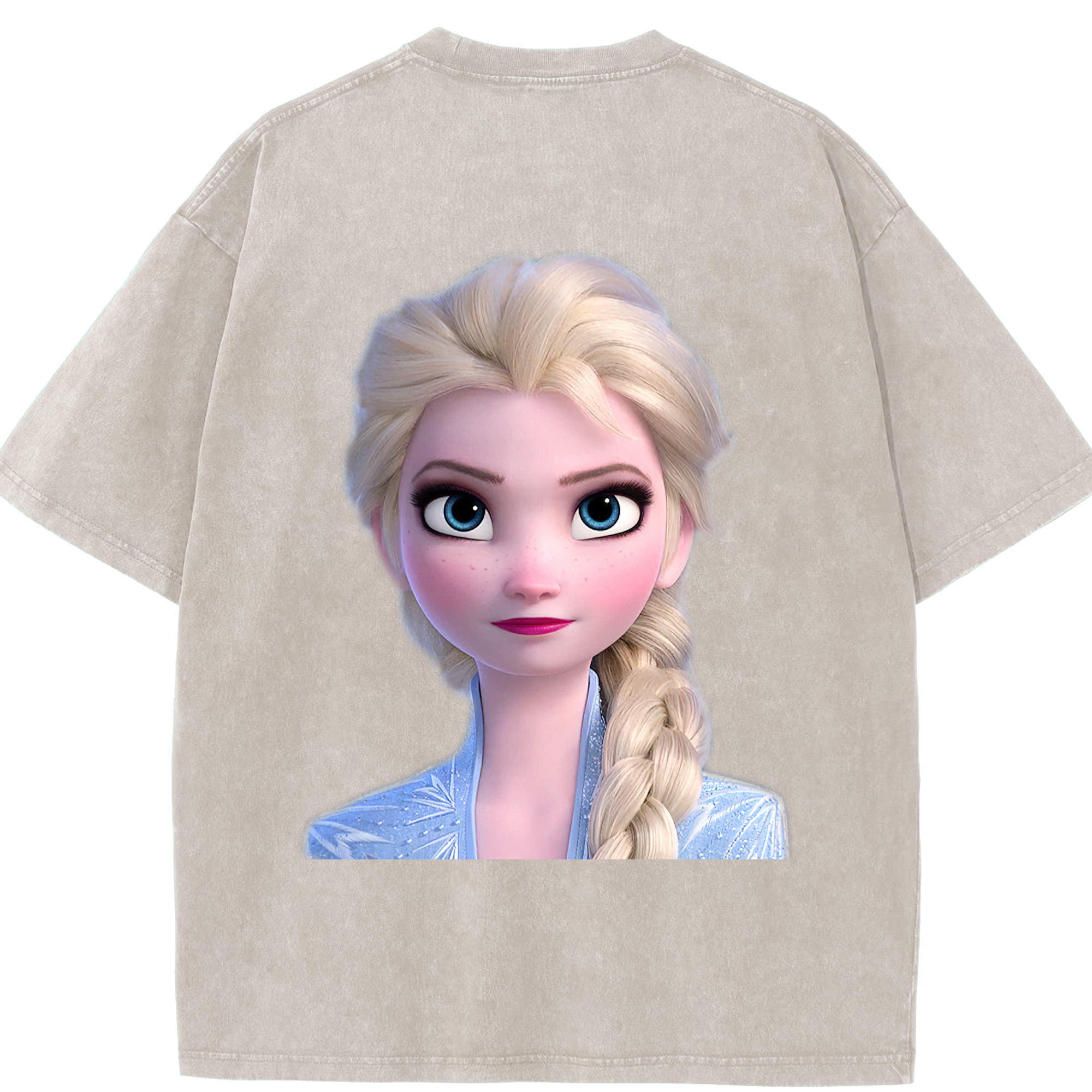 （画像用） アナと雪の女王 アンナ エルサ Frozen Anna Elsa 綿100% ヴィンテージ風 半袖Tシャツ（背面プリント）