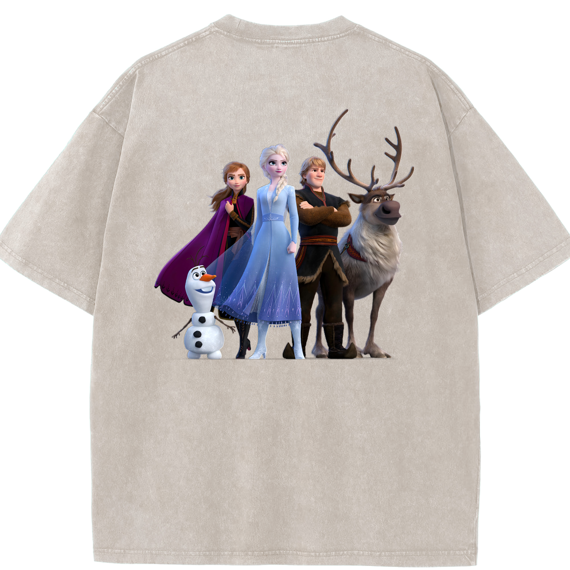（画像用） アナと雪の女王 アンナ エルサ Frozen Anna Elsa 綿100% ヴィンテージ風 半袖Tシャツ（背面プリント）