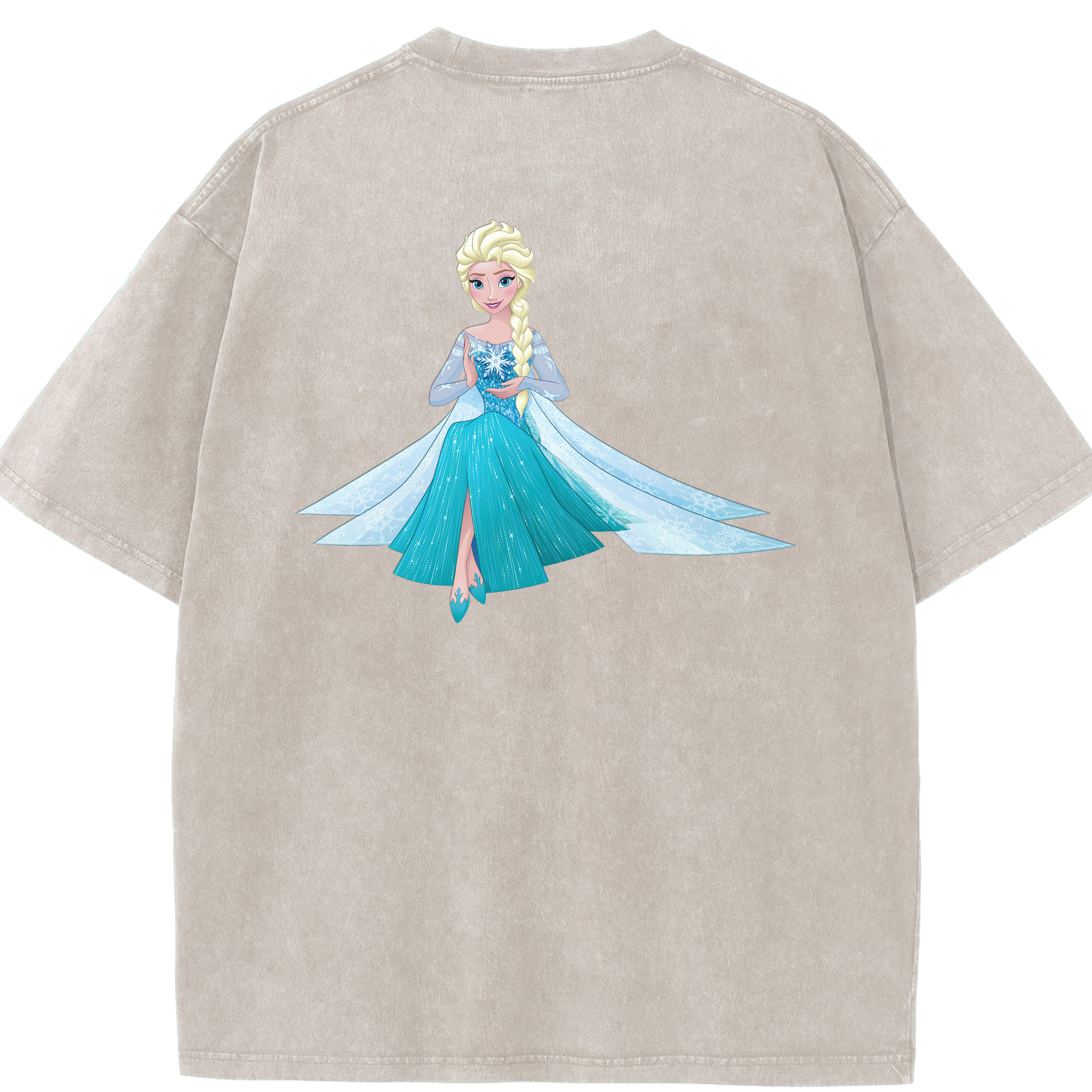 （画像用） アナと雪の女王 アンナ エルサ Frozen Anna Elsa 綿100% ヴィンテージ風 半袖Tシャツ（背面プリント）
