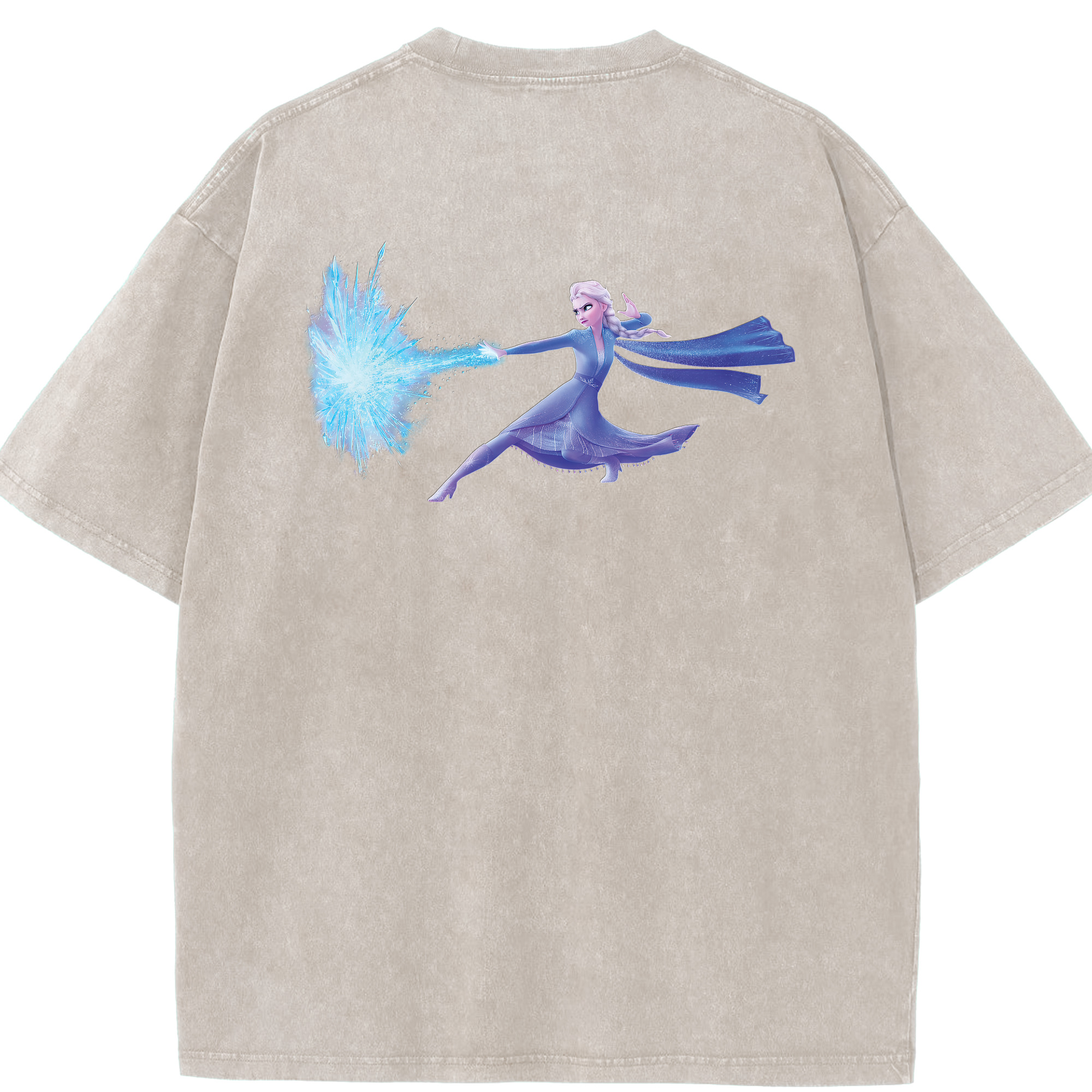 （画像用） アナと雪の女王 アンナ エルサ Frozen Anna Elsa 綿100% ヴィンテージ風 半袖Tシャツ（背面プリント）
