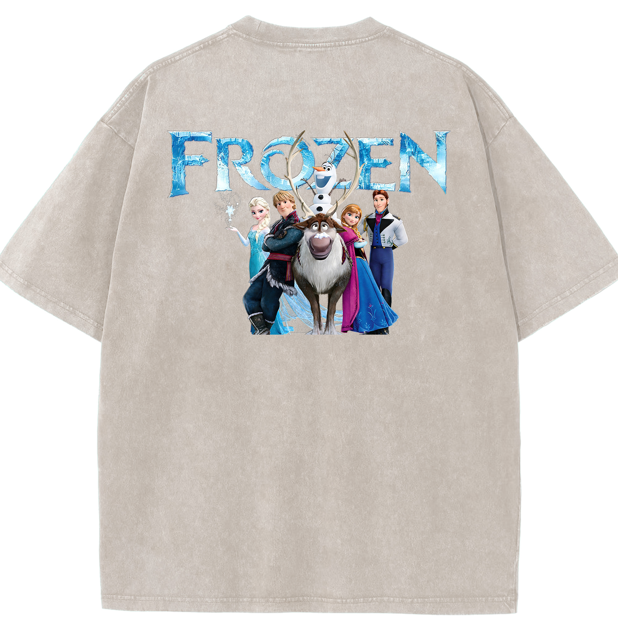 （画像用） アナと雪の女王 アンナ エルサ Frozen Anna Elsa 綿100% ヴィンテージ風 半袖Tシャツ（背面プリント）