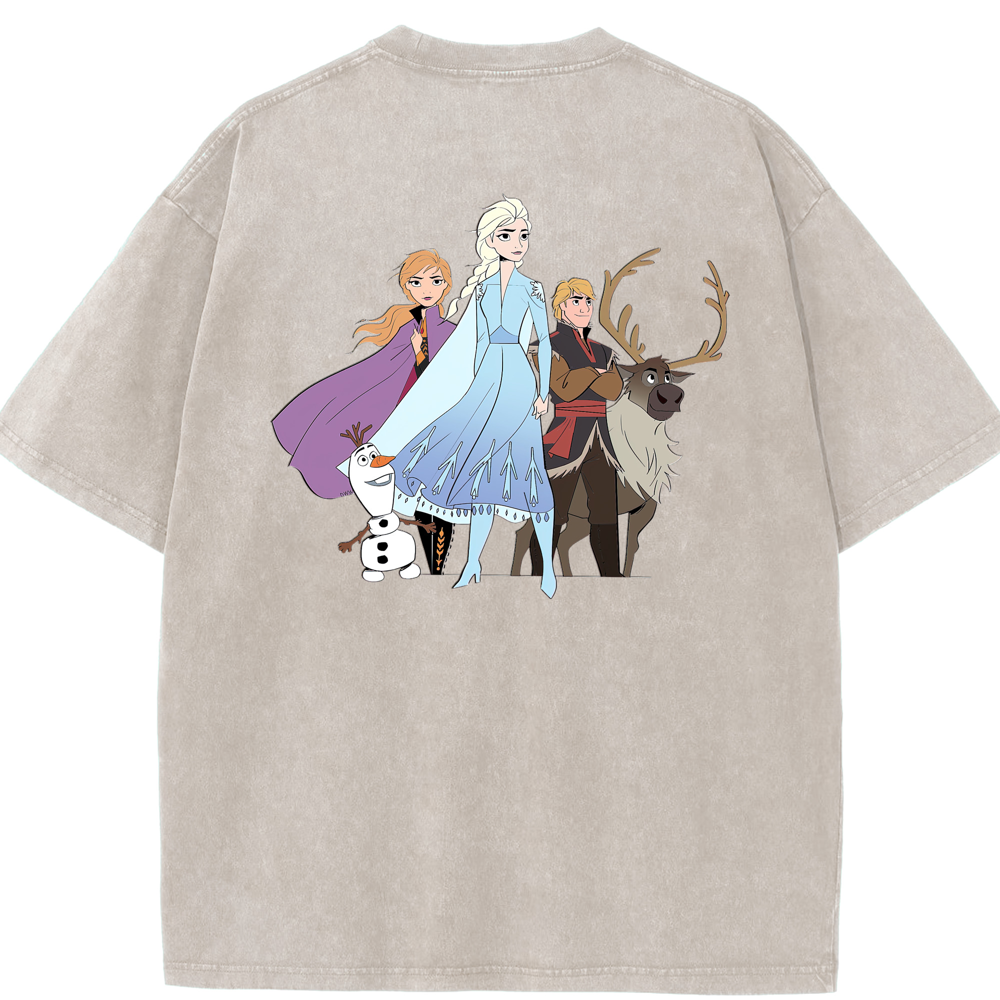 （画像用） アナと雪の女王 アンナ エルサ Frozen Anna Elsa 綿100% ヴィンテージ風 半袖Tシャツ（背面プリント）