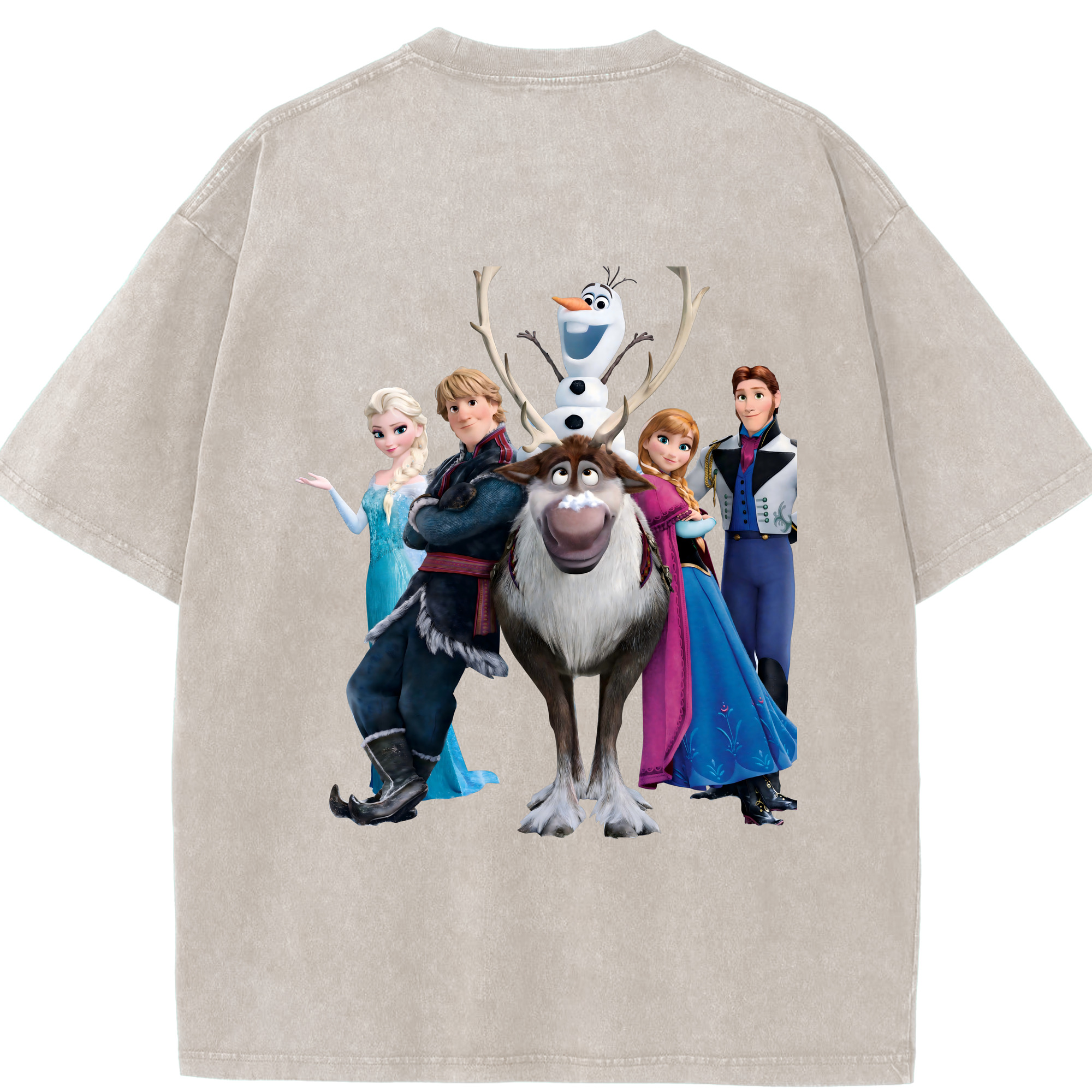 （画像用） アナと雪の女王 アンナ エルサ Frozen Anna Elsa 綿100% ヴィンテージ風 半袖Tシャツ（背面プリント）