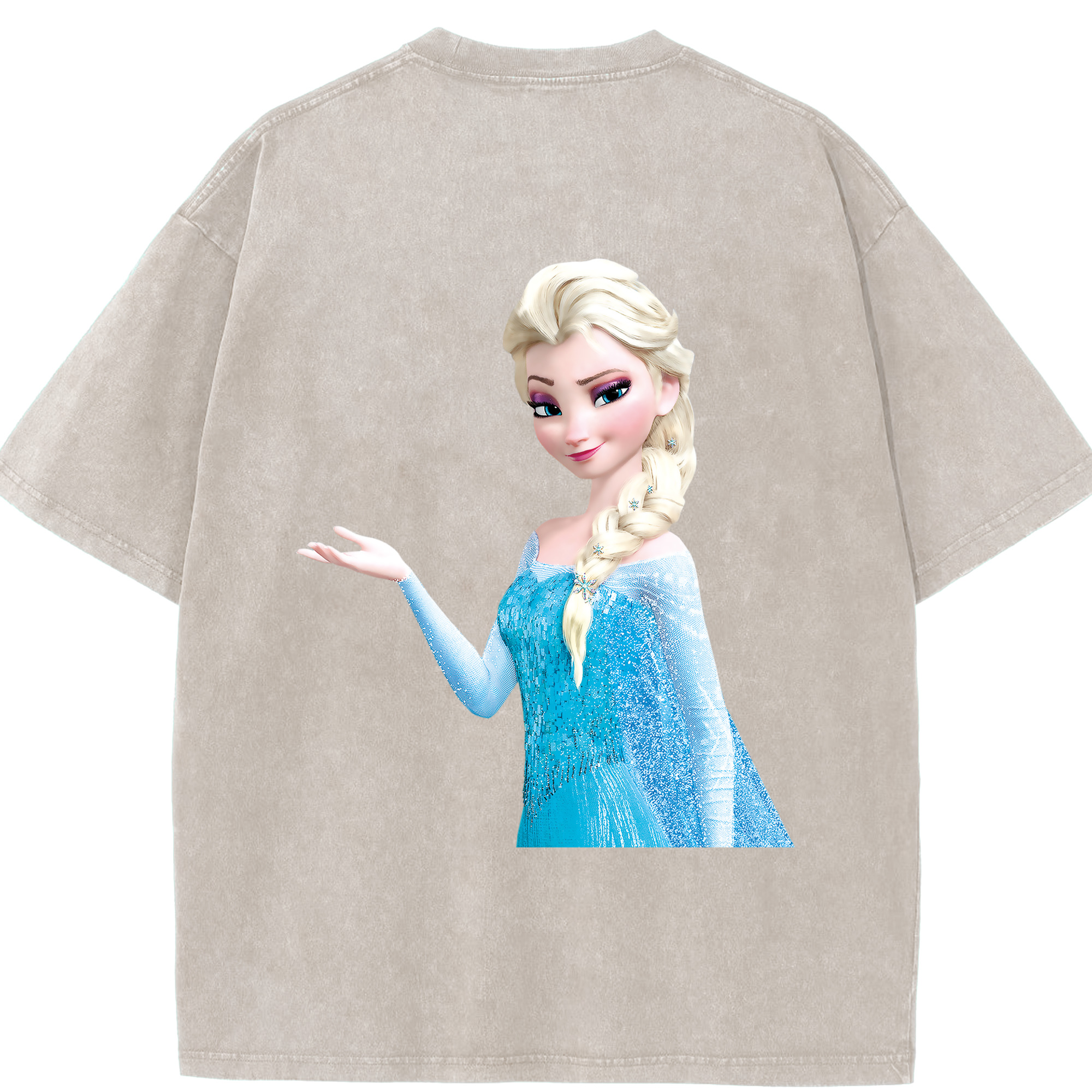 （画像用） アナと雪の女王 アンナ エルサ Frozen Anna Elsa 綿100% ヴィンテージ風 半袖Tシャツ（背面プリント）