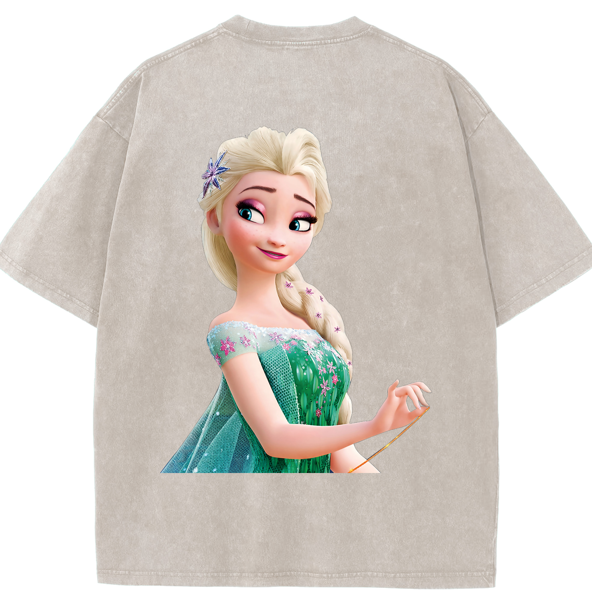 （画像用） アナと雪の女王 アンナ エルサ Frozen Anna Elsa 綿100% ヴィンテージ風 半袖Tシャツ（背面プリント）