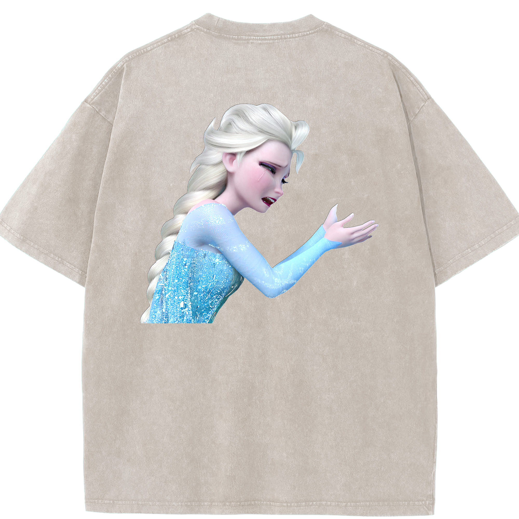 （画像用） アナと雪の女王 アンナ エルサ Frozen Anna Elsa 綿100% ヴィンテージ風 半袖Tシャツ（背面プリント）