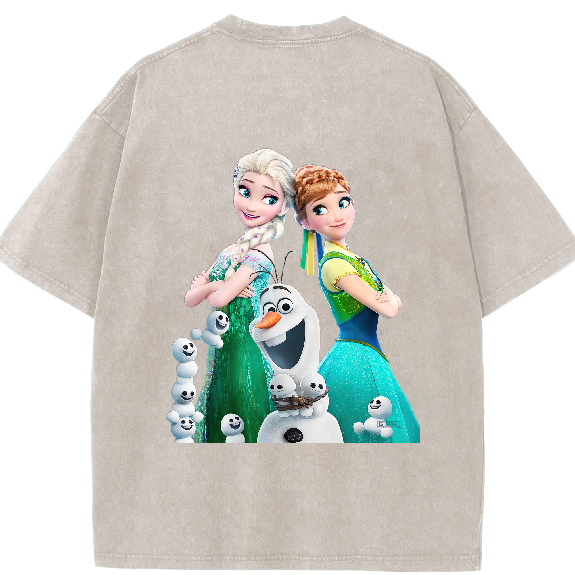 （画像用） アナと雪の女王 アンナ エルサ Frozen Anna Elsa 綿100% ヴィンテージ風 半袖Tシャツ（背面プリント）