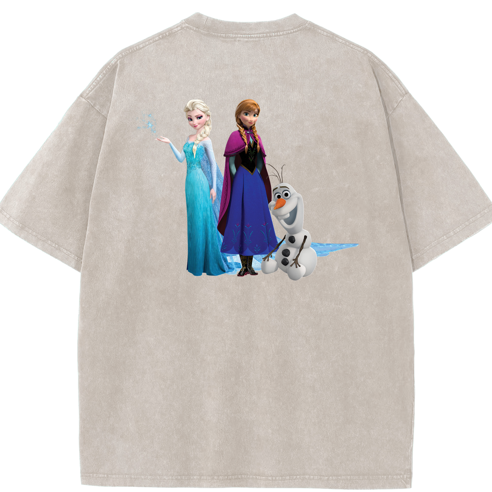 （画像用） アナと雪の女王 アンナ エルサ Frozen Anna Elsa 綿100% ヴィンテージ風 半袖Tシャツ（背面プリント）