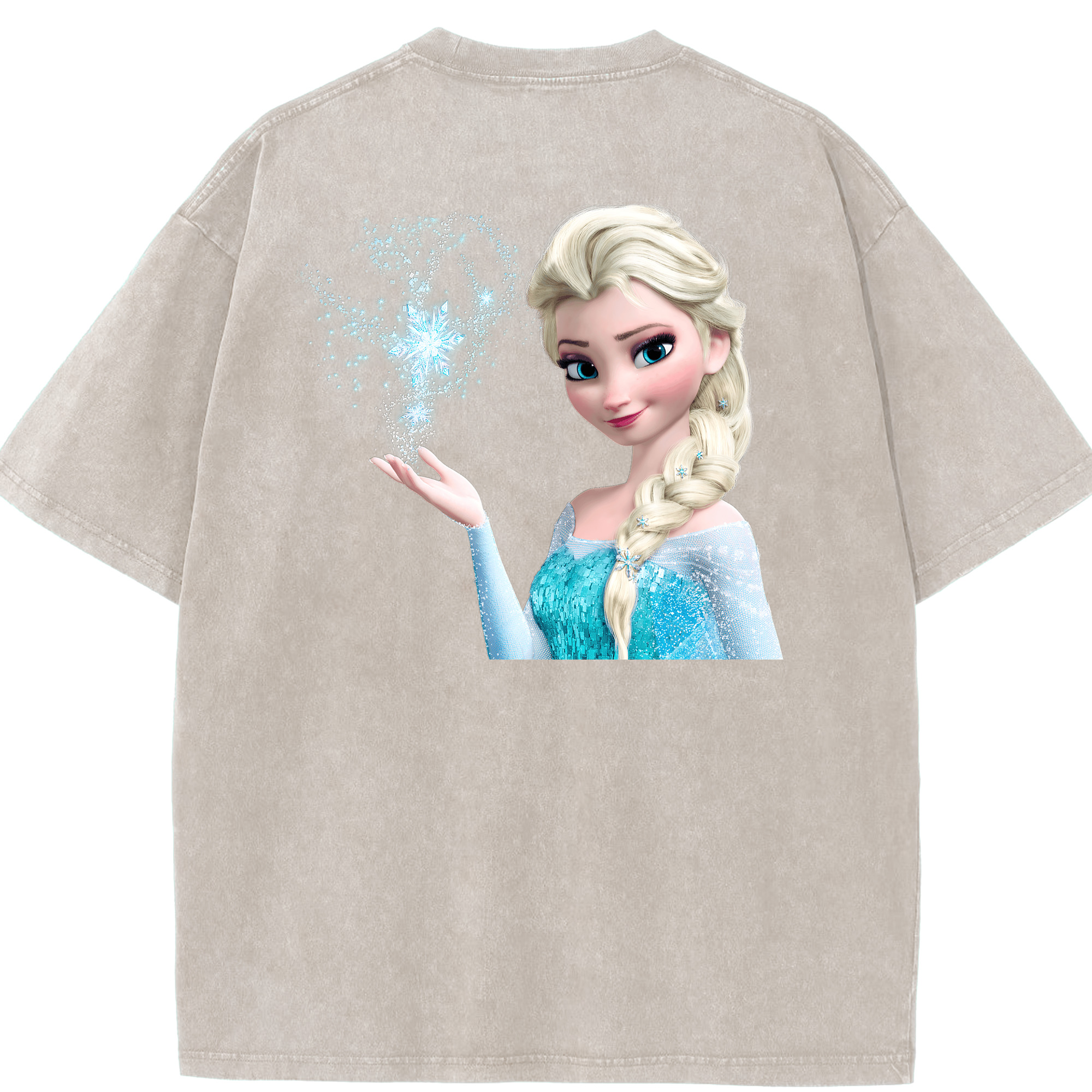 （画像用） アナと雪の女王 アンナ エルサ Frozen Anna Elsa 綿100% ヴィンテージ風 半袖Tシャツ（背面プリント）