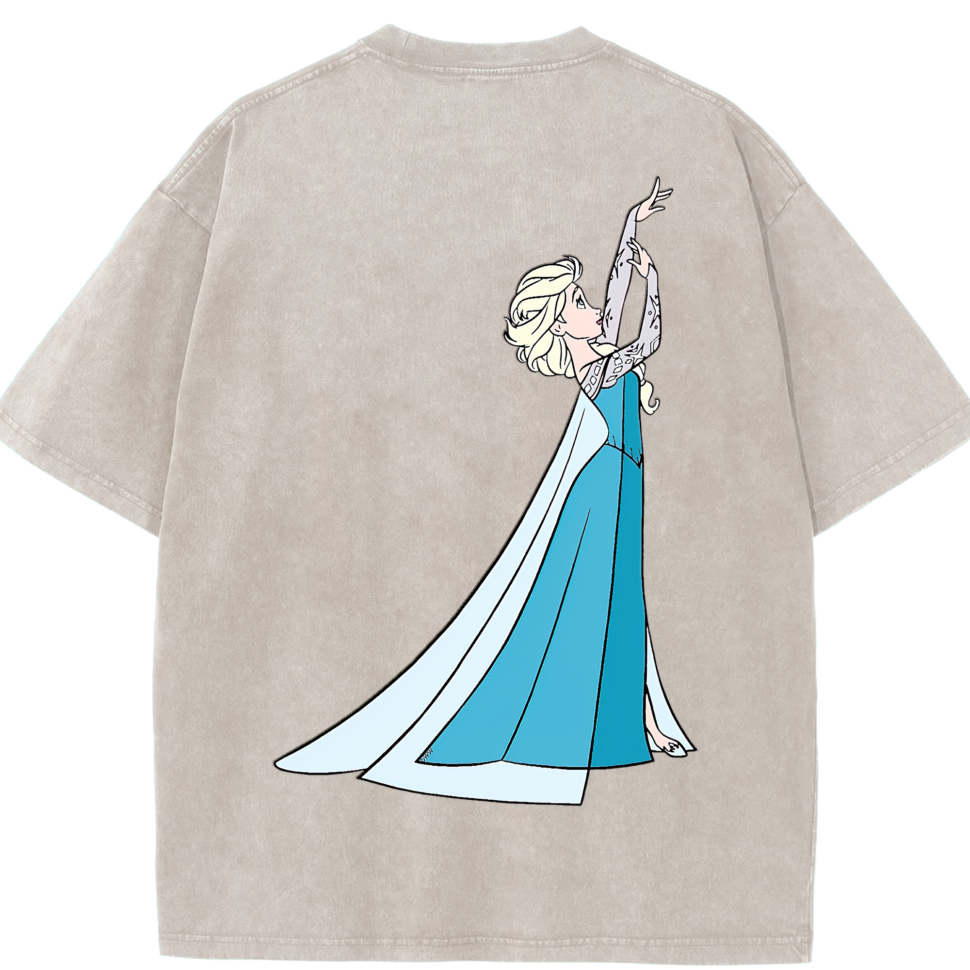 （画像用） アナと雪の女王 アンナ エルサ Frozen Anna Elsa 綿100% ヴィンテージ風 半袖Tシャツ（背面プリント）