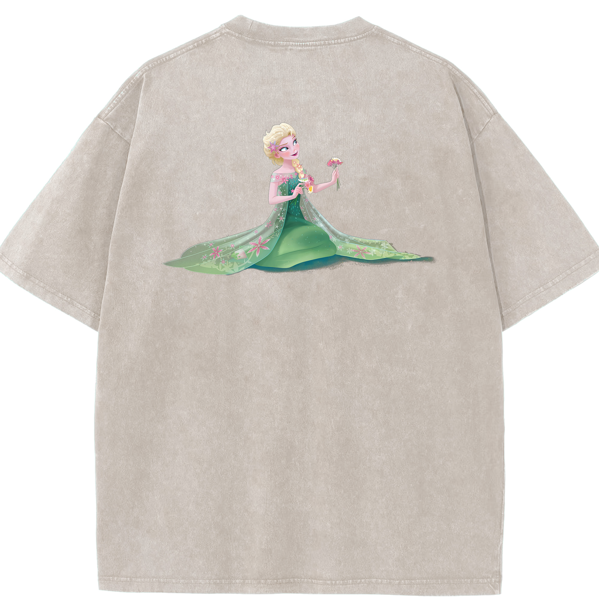 （画像用） アナと雪の女王 アンナ エルサ Frozen Anna Elsa 綿100% ヴィンテージ風 半袖Tシャツ（背面プリント）