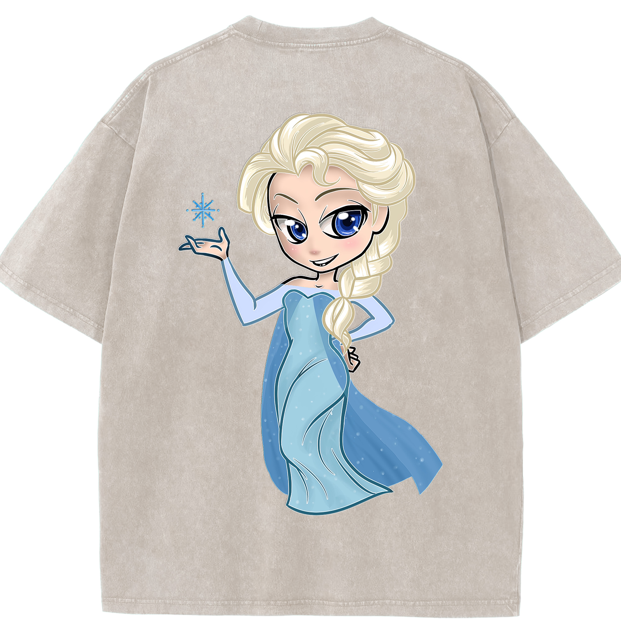 （画像用） アナと雪の女王 アンナ エルサ Frozen Anna Elsa 綿100% ヴィンテージ風 半袖Tシャツ（背面プリント）