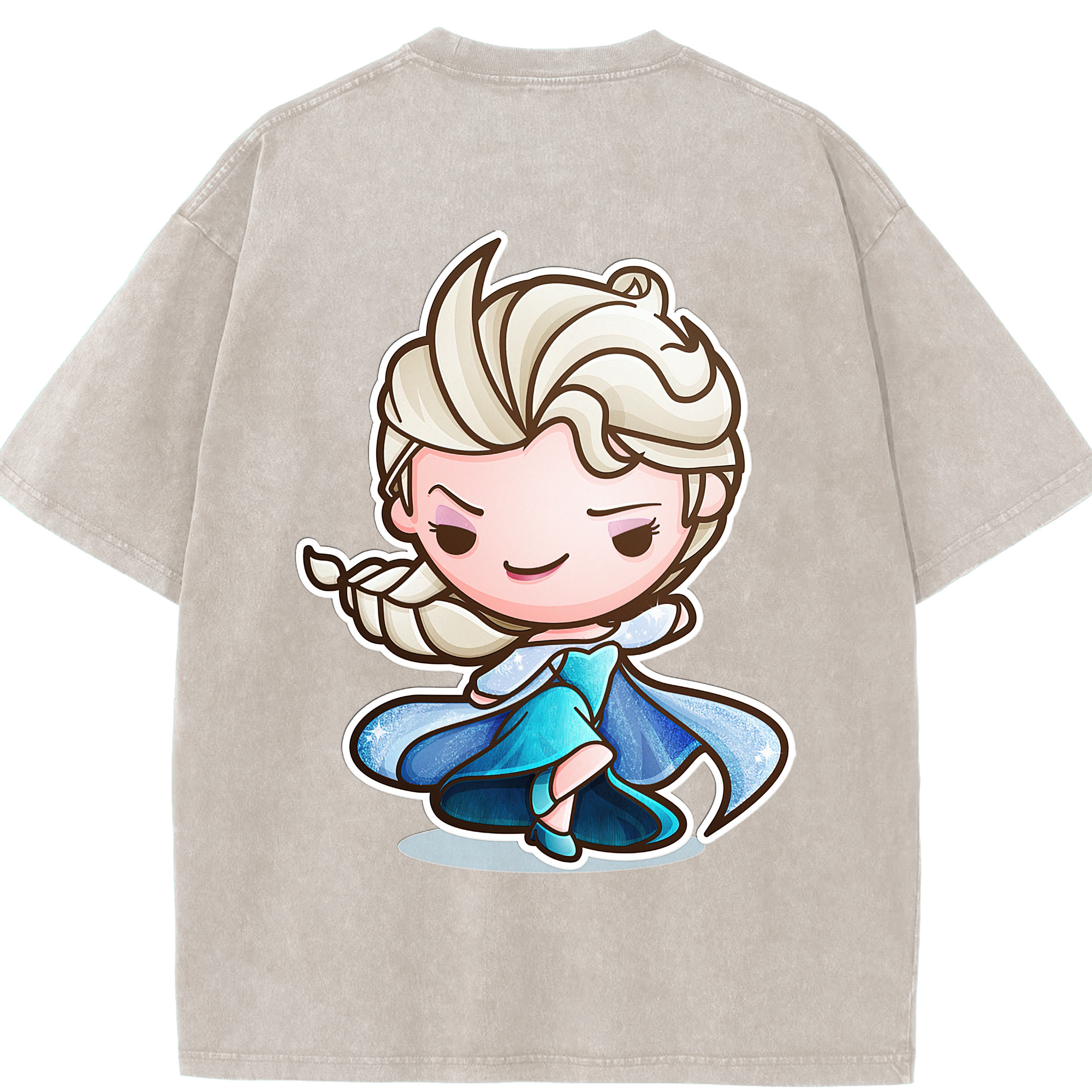 （画像用） アナと雪の女王 アンナ エルサ Frozen Anna Elsa 綿100% ヴィンテージ風 半袖Tシャツ（背面プリント）
