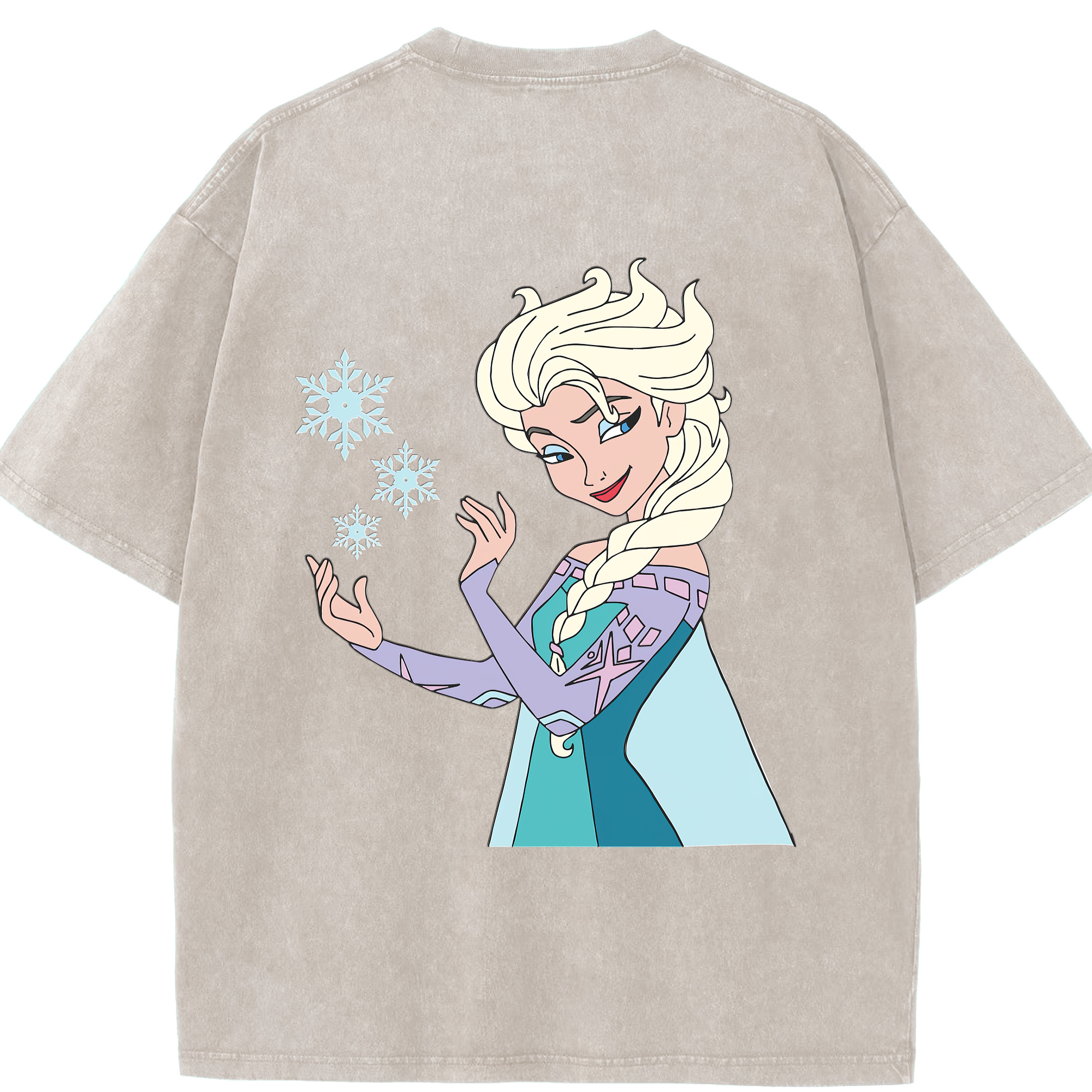 （画像用） アナと雪の女王 アンナ エルサ Frozen Anna Elsa 綿100% ヴィンテージ風 半袖Tシャツ（背面プリント）