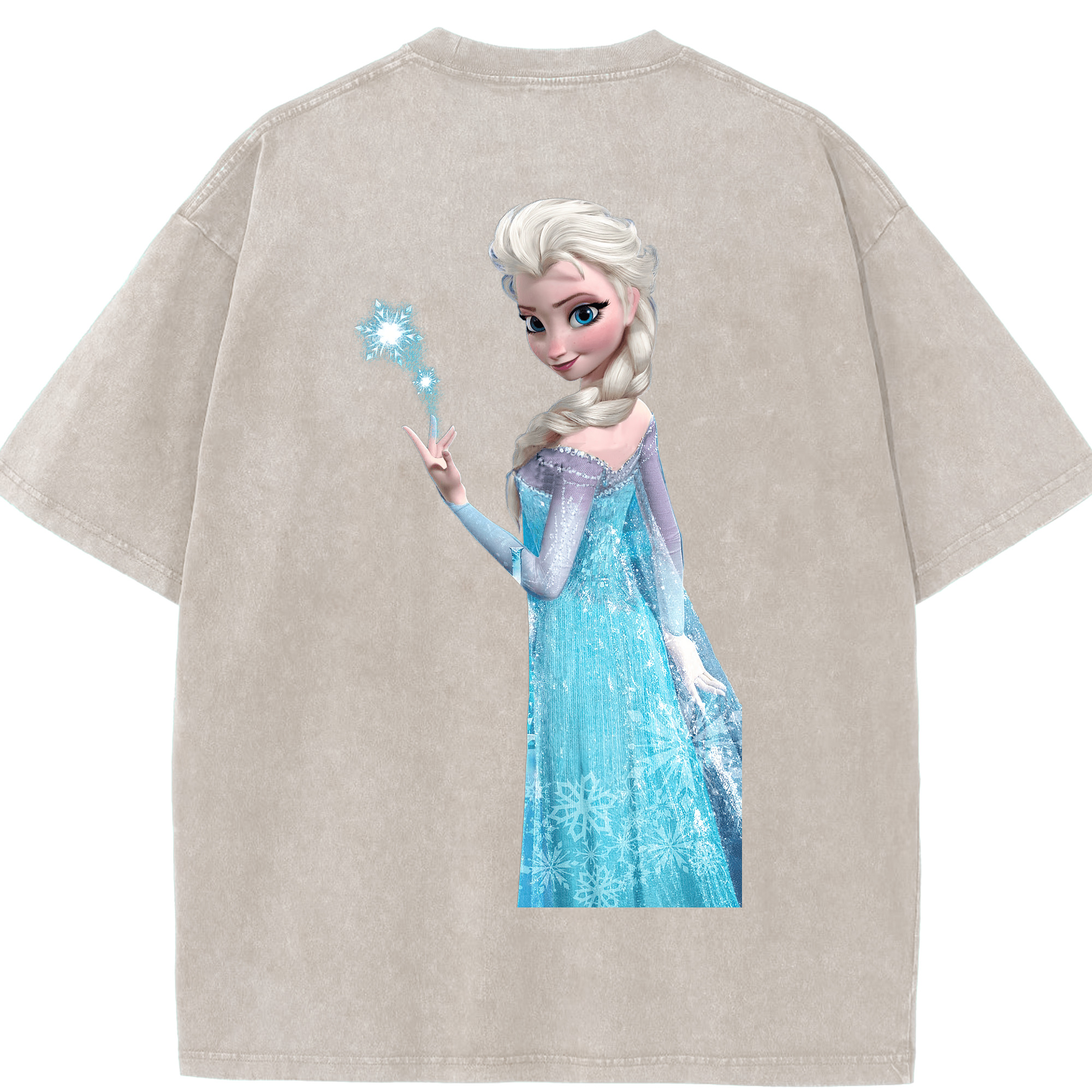 （画像用） アナと雪の女王 アンナ エルサ Frozen Anna Elsa 綿100% ヴィンテージ風 半袖Tシャツ（背面プリント）