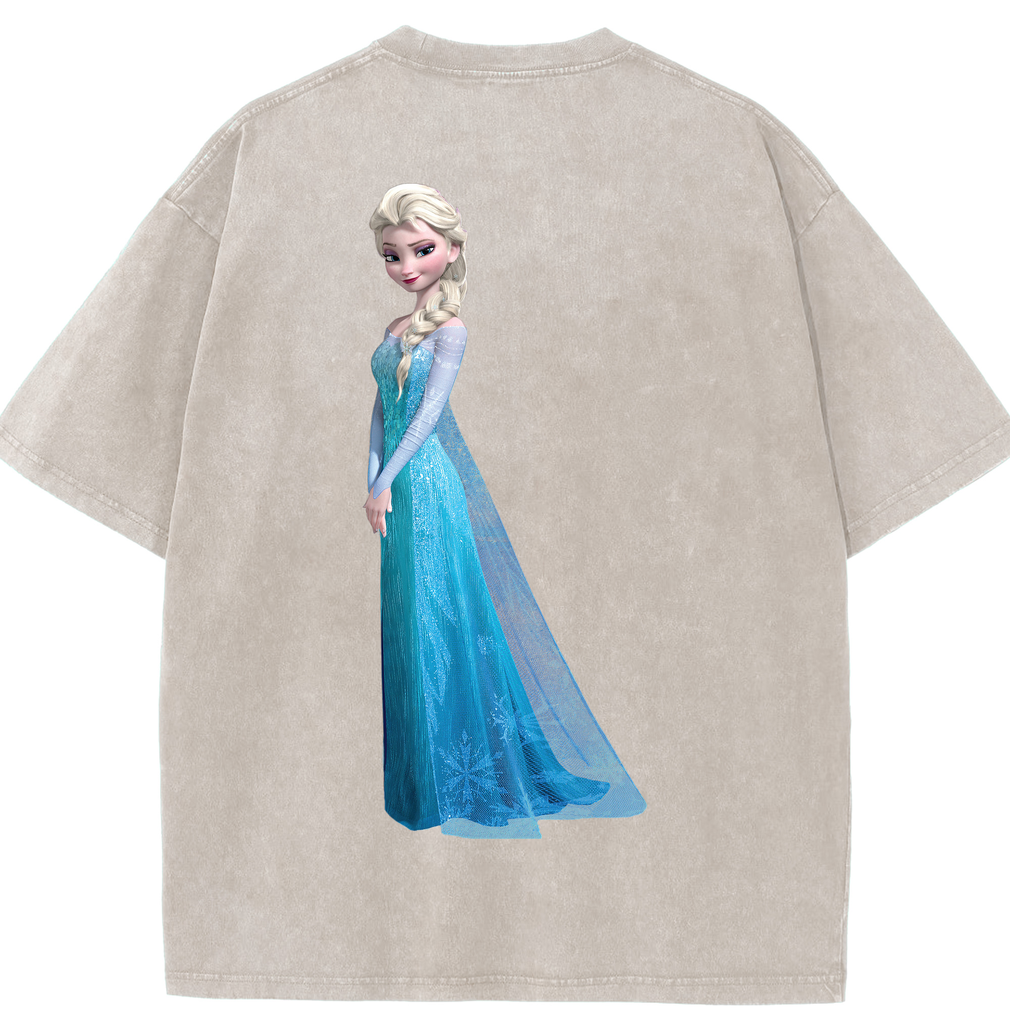 （画像用） アナと雪の女王 アンナ エルサ Frozen Anna Elsa 綿100% ヴィンテージ風 半袖Tシャツ（背面プリント）