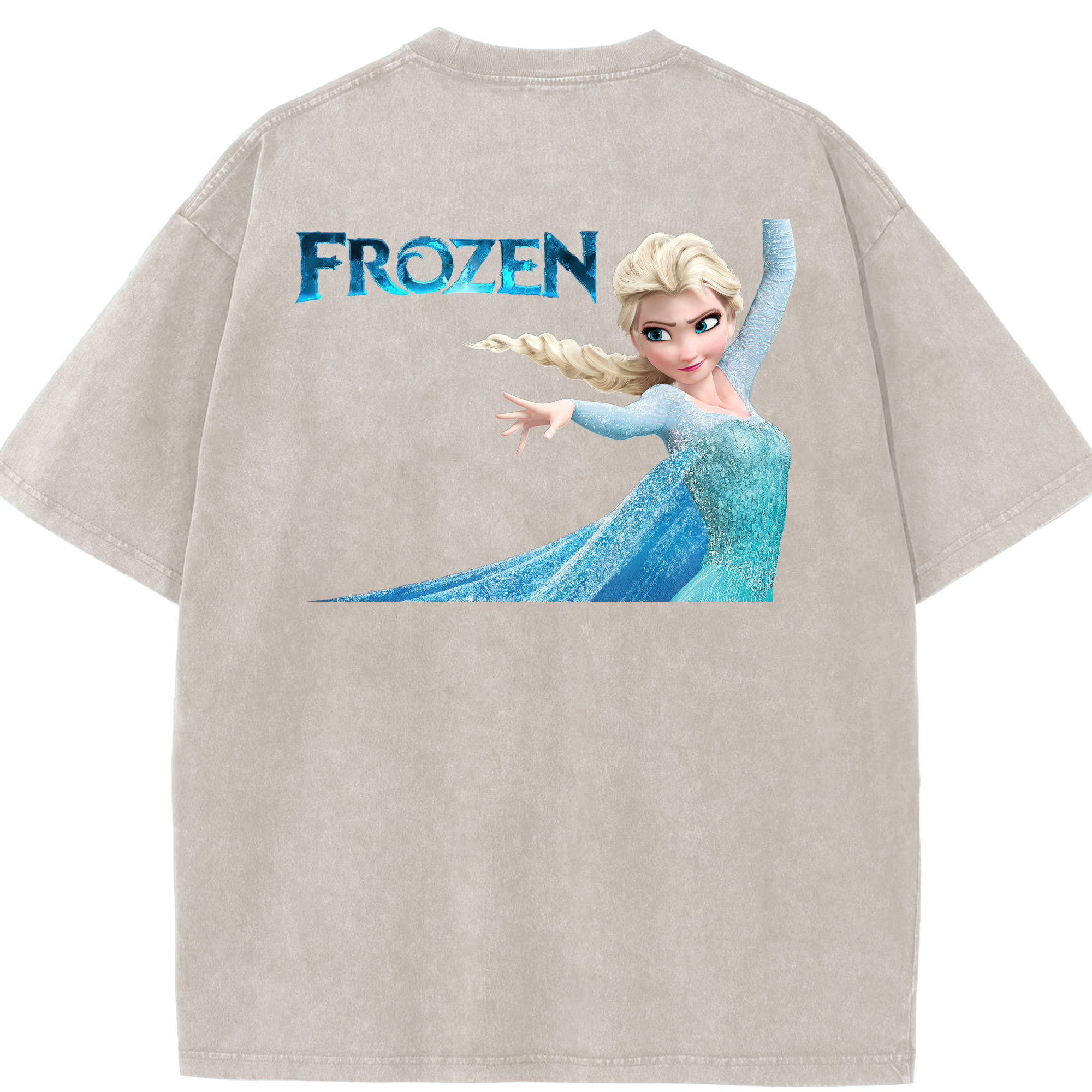 （画像用） アナと雪の女王 アンナ エルサ Frozen Anna Elsa 綿100% ヴィンテージ風 半袖Tシャツ（背面プリント）