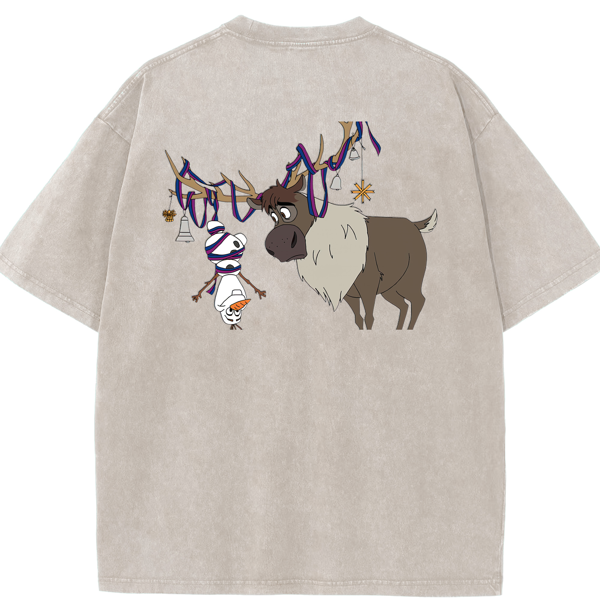 （画像用） アナと雪の女王 アンナ エルサ Frozen Anna Elsa 綿100% ヴィンテージ風 半袖Tシャツ（背面プリント）
