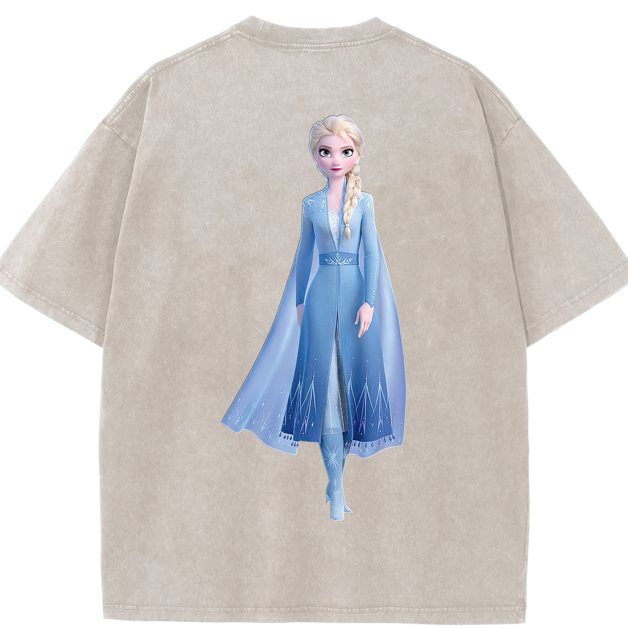 （画像用） アナと雪の女王 アンナ エルサ Frozen Anna Elsa 綿100% ヴィンテージ風 半袖Tシャツ（背面プリント）