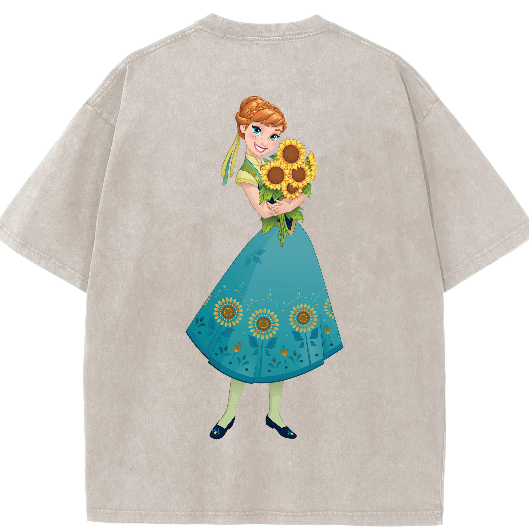 （画像用） アナと雪の女王 アンナ エルサ Frozen Anna Elsa 綿100% ヴィンテージ風 半袖Tシャツ（背面プリント）