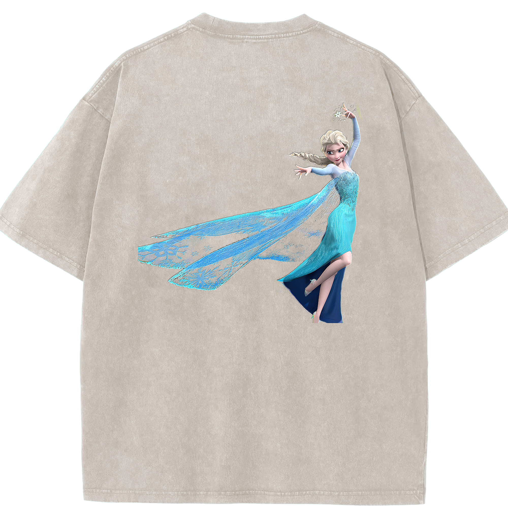 （画像用） アナと雪の女王 アンナ エルサ Frozen Anna Elsa 綿100% ヴィンテージ風 半袖Tシャツ（背面プリント）