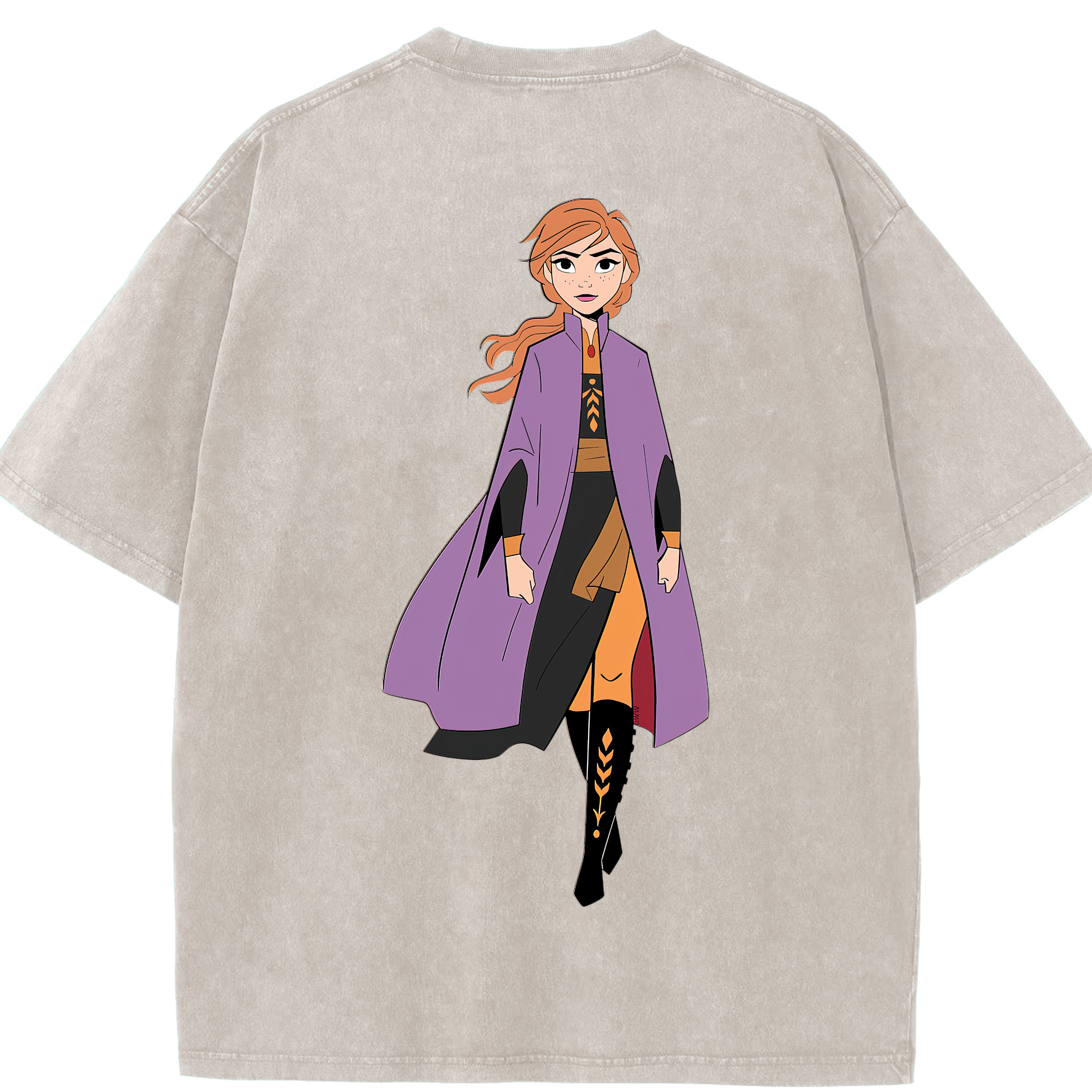 （画像用） アナと雪の女王 アンナ エルサ Frozen Anna Elsa 綿100% ヴィンテージ風 半袖Tシャツ（背面プリント）