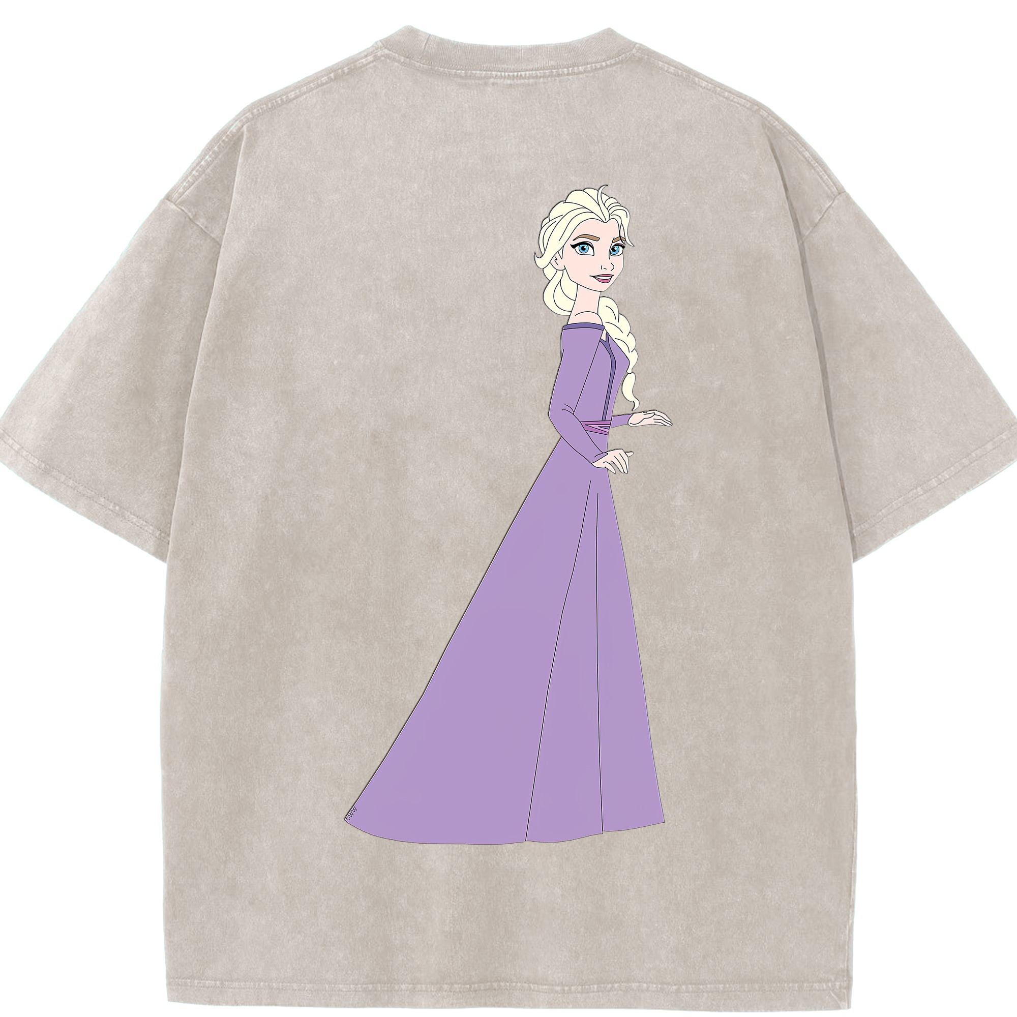 （画像用） アナと雪の女王 アンナ エルサ Frozen Anna Elsa 綿100% ヴィンテージ風 半袖Tシャツ（背面プリント）