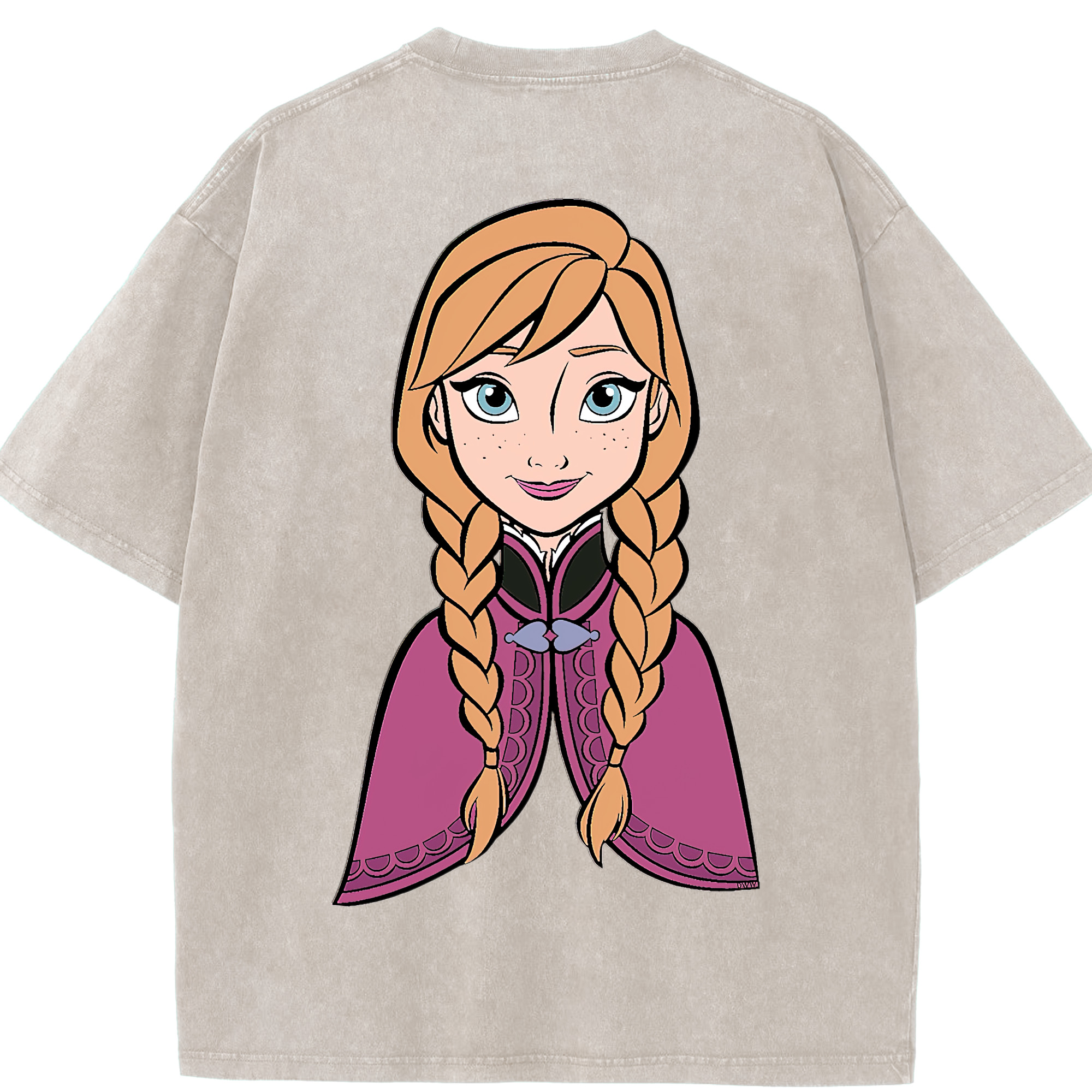 （画像用） アナと雪の女王 アンナ エルサ Frozen Anna Elsa 綿100% ヴィンテージ風 半袖Tシャツ（背面プリント）