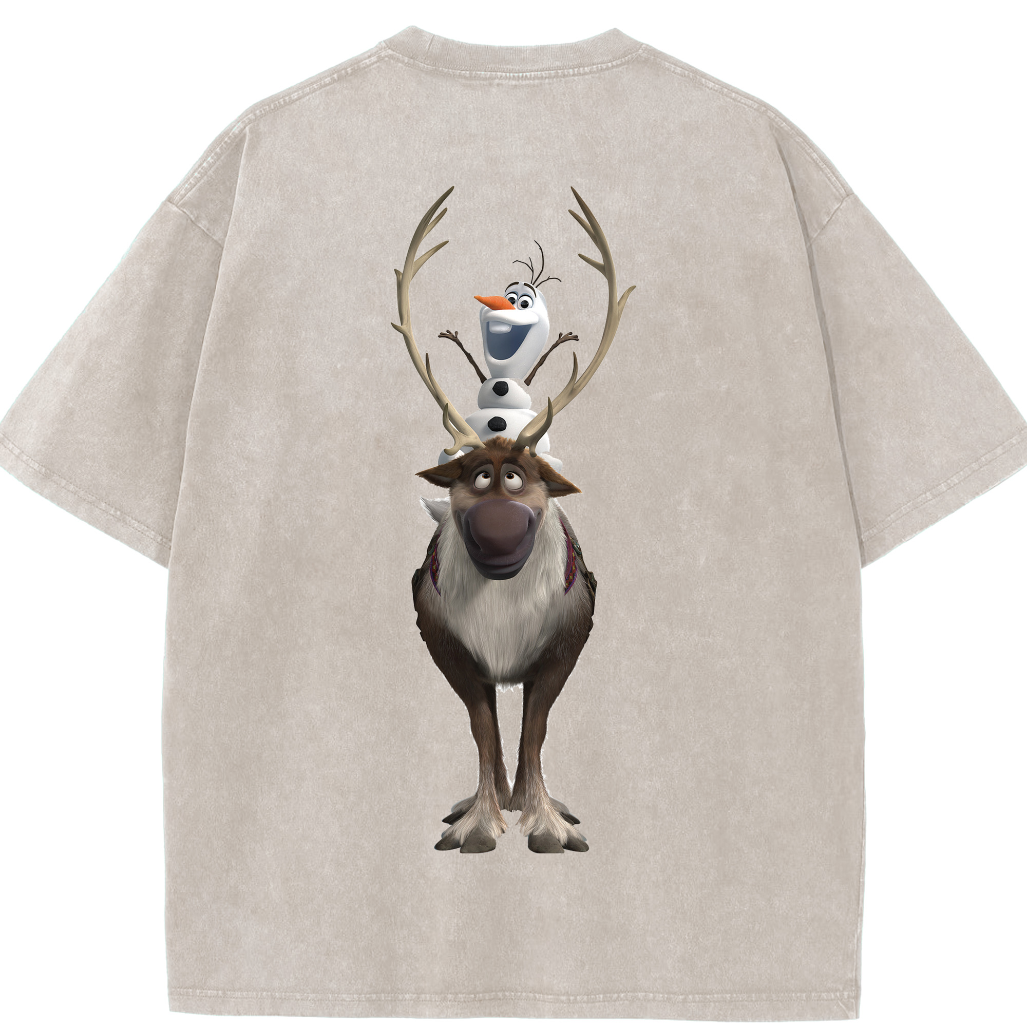 （画像用） アナと雪の女王 アンナ エルサ Frozen Anna Elsa 綿100% ヴィンテージ風 半袖Tシャツ（背面プリント）