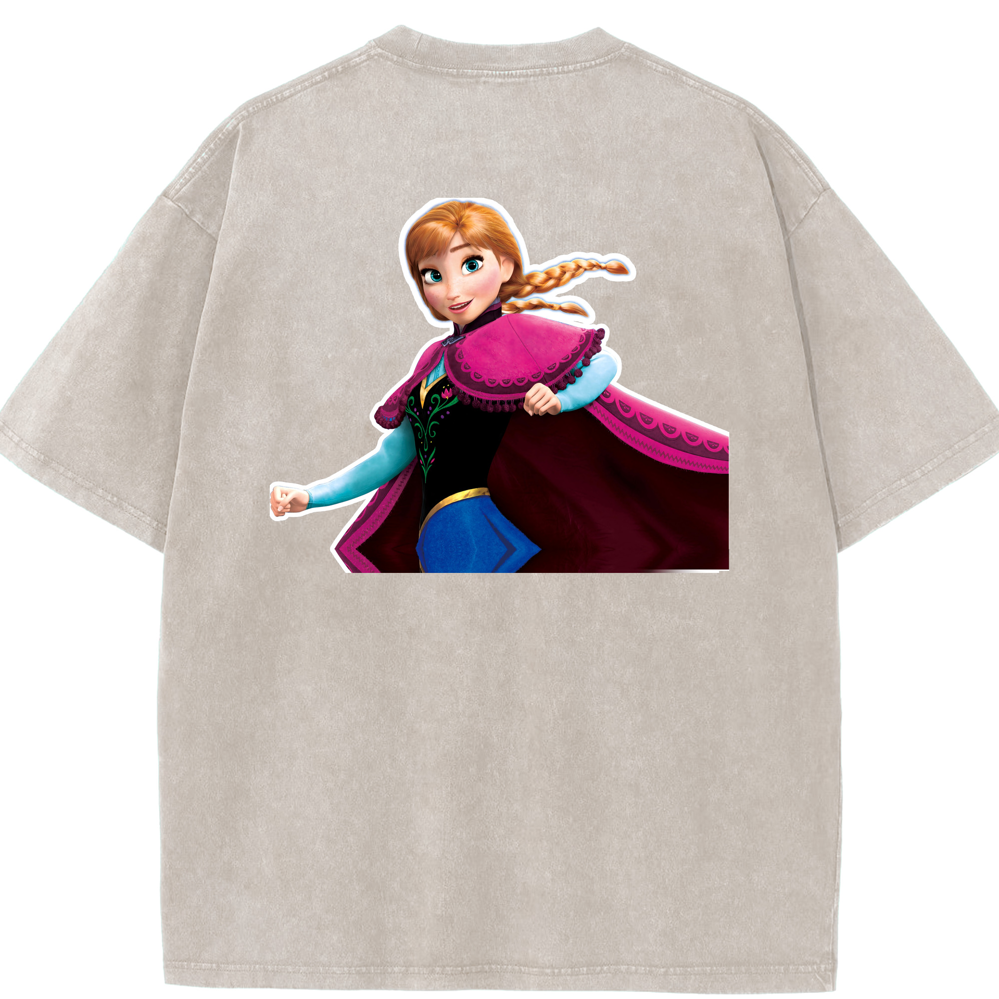 （画像用） アナと雪の女王 アンナ エルサ Frozen Anna Elsa 綿100% ヴィンテージ風 半袖Tシャツ（背面プリント）