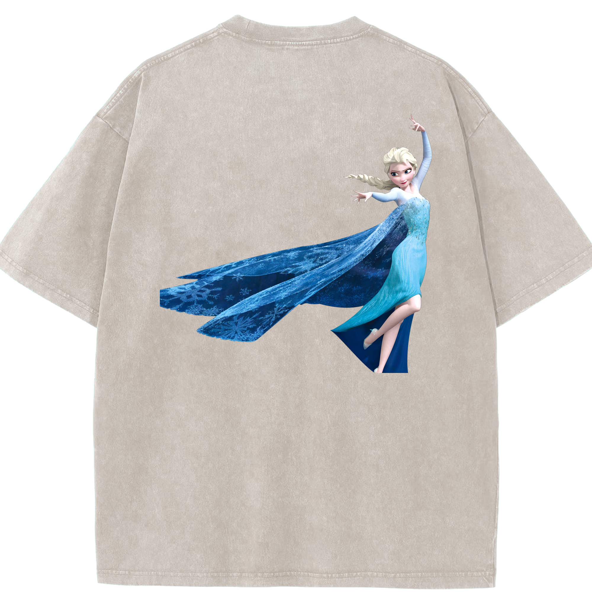 （画像用） アナと雪の女王 アンナ エルサ Frozen Anna Elsa 綿100% ヴィンテージ風 半袖Tシャツ（背面プリント）