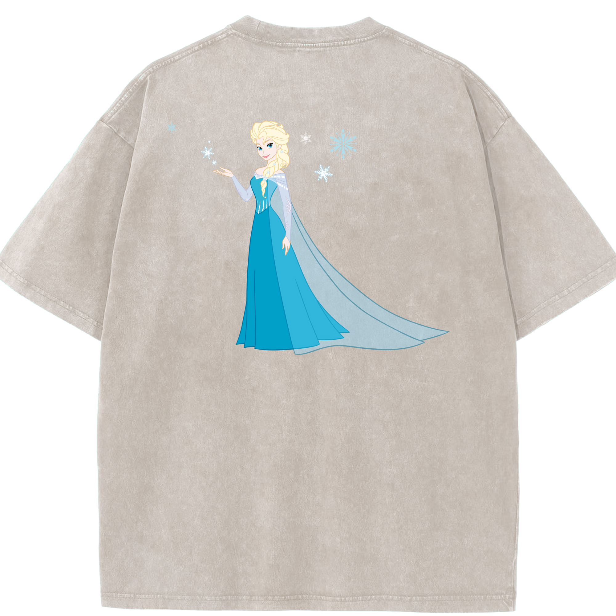 （画像用） アナと雪の女王 アンナ エルサ Frozen Anna Elsa 綿100% ヴィンテージ風 半袖Tシャツ（背面プリント）