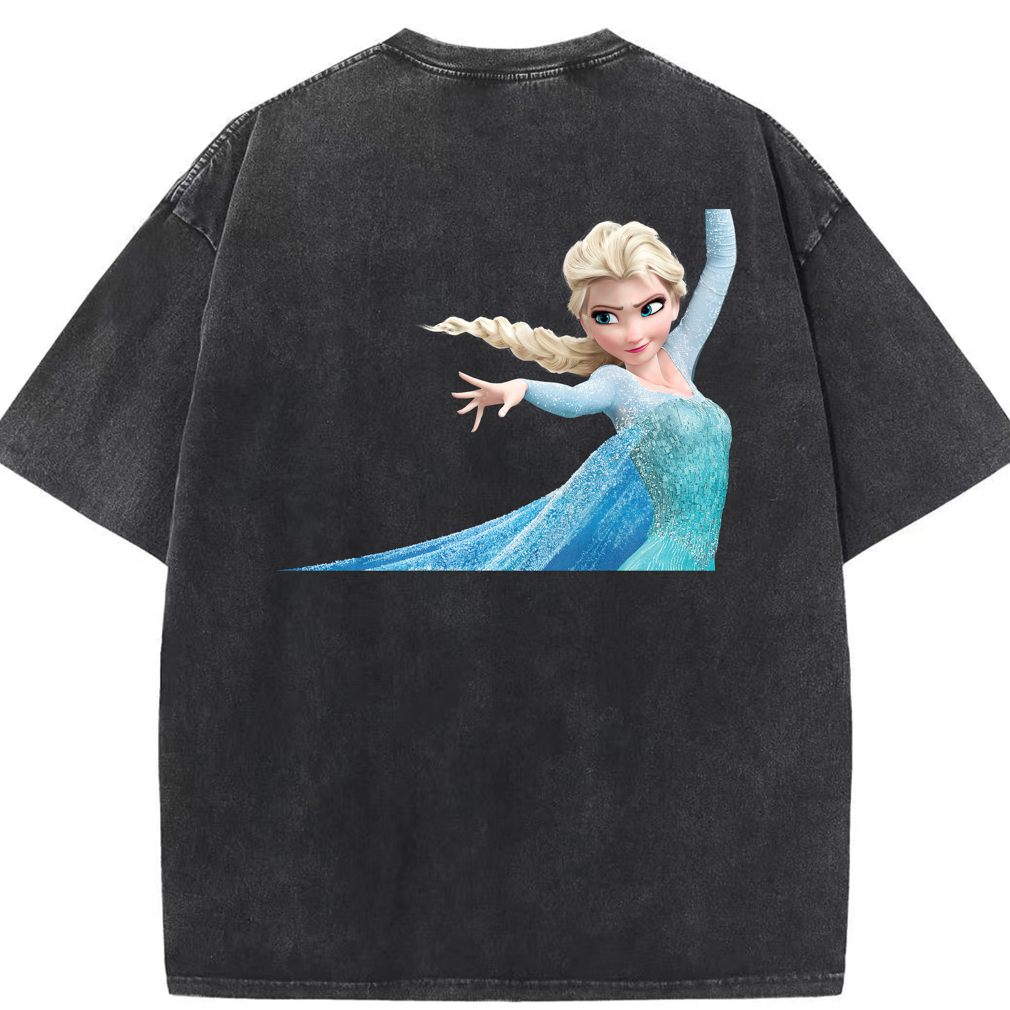 （画像用） アナと雪の女王 アンナ エルサ Frozen Anna Elsa 綿100% ヴィンテージ風 半袖Tシャツ（背面プリント）